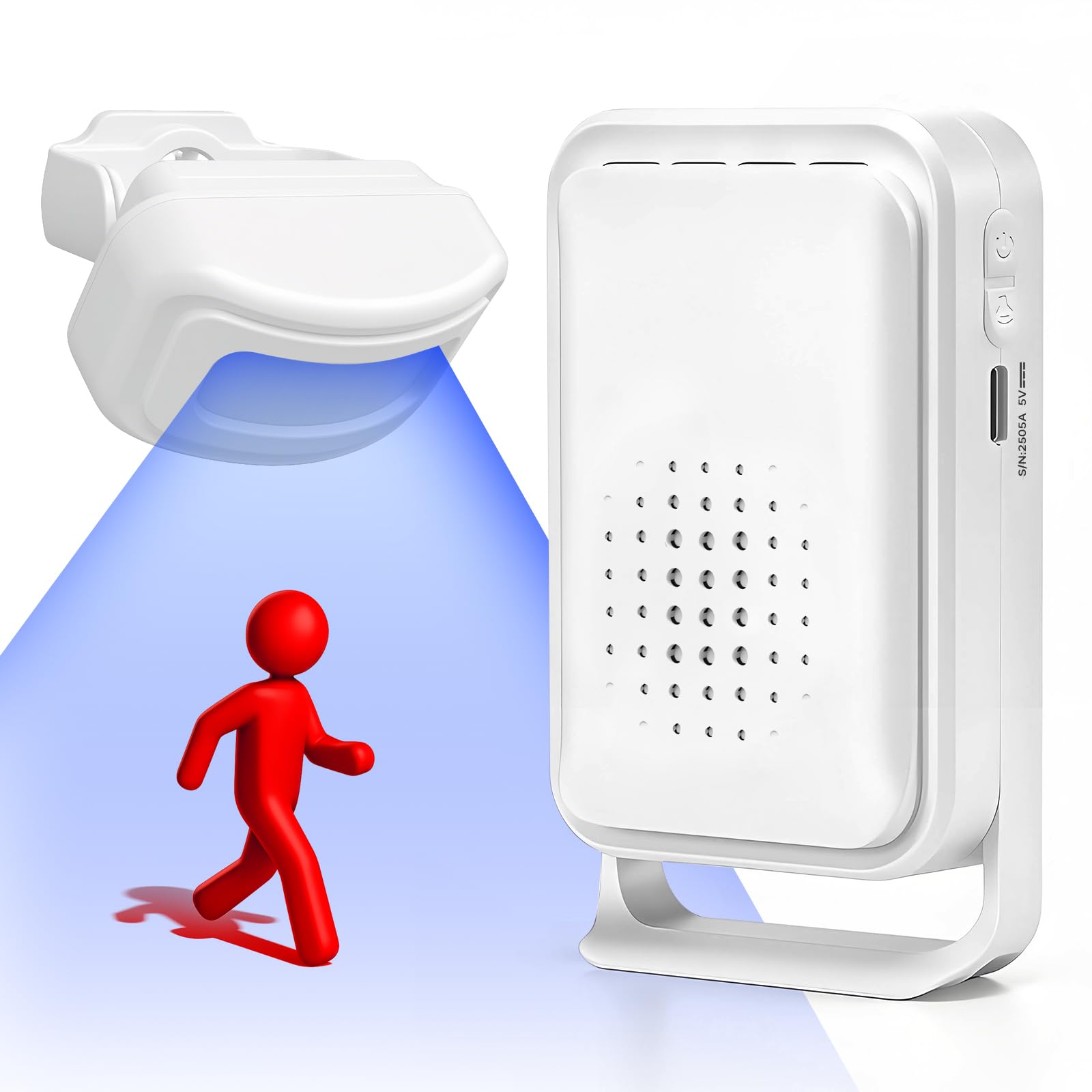 OUDAER Wireless Motion Sensor Bed Alarm for Elderly - Fall Prevention System for Dementia Patients & Seniors - Caregiver Pager with 5 Volume Levels for Home Safety (1 Caregiver Pager+1 Sensor)
