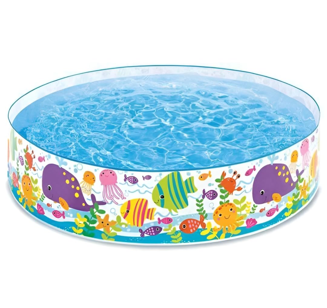 Inflatable Kids Pool Square & Round Design Baby Toddler Water Play Tub 1–3 Years 86x86x25 cm & 59x12 Inch Printed Pool (Large Multicolor Round Pool)-image-22
