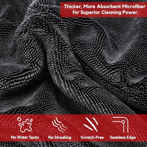 Image of Cutting EDGE 1300 GSM - Pack of 1 - Double Layer Microfiber Car Cleaning Towel (40 x 40 cm), Ultra Thick Soft Super Absorbent Lint-Free & Scratch-Free for Drying, Polishing & Detailing