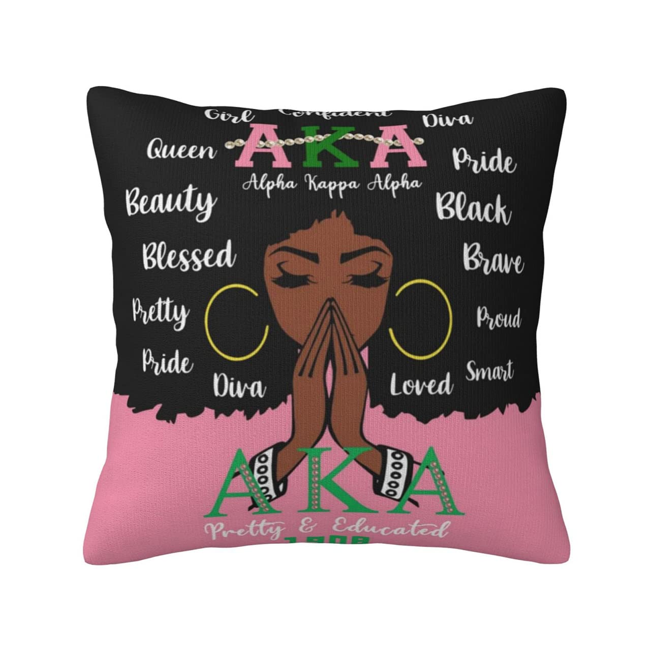 Pillowcase Gifts for Women，1908 Hip Hop Style Pink Green Birthday Big Little Sorority for Decorative Bedroom Double Sided Plush Pillow Case 18x18 Inch