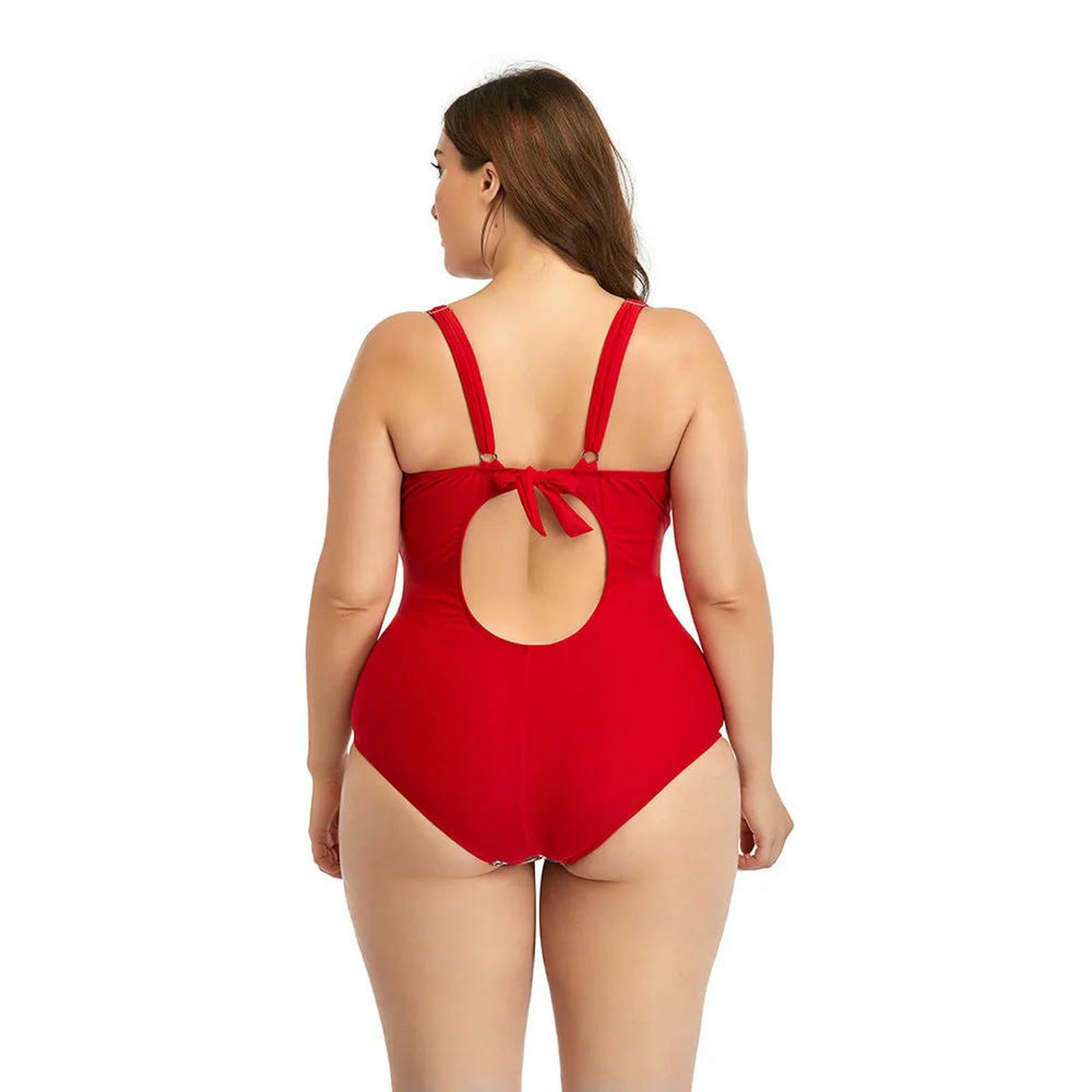 Traje de baño Talla Grande for Mujer en Mezcla Poliamida | Negro Floral Múltiples tamaños for la playa: control y soporte de la barriga