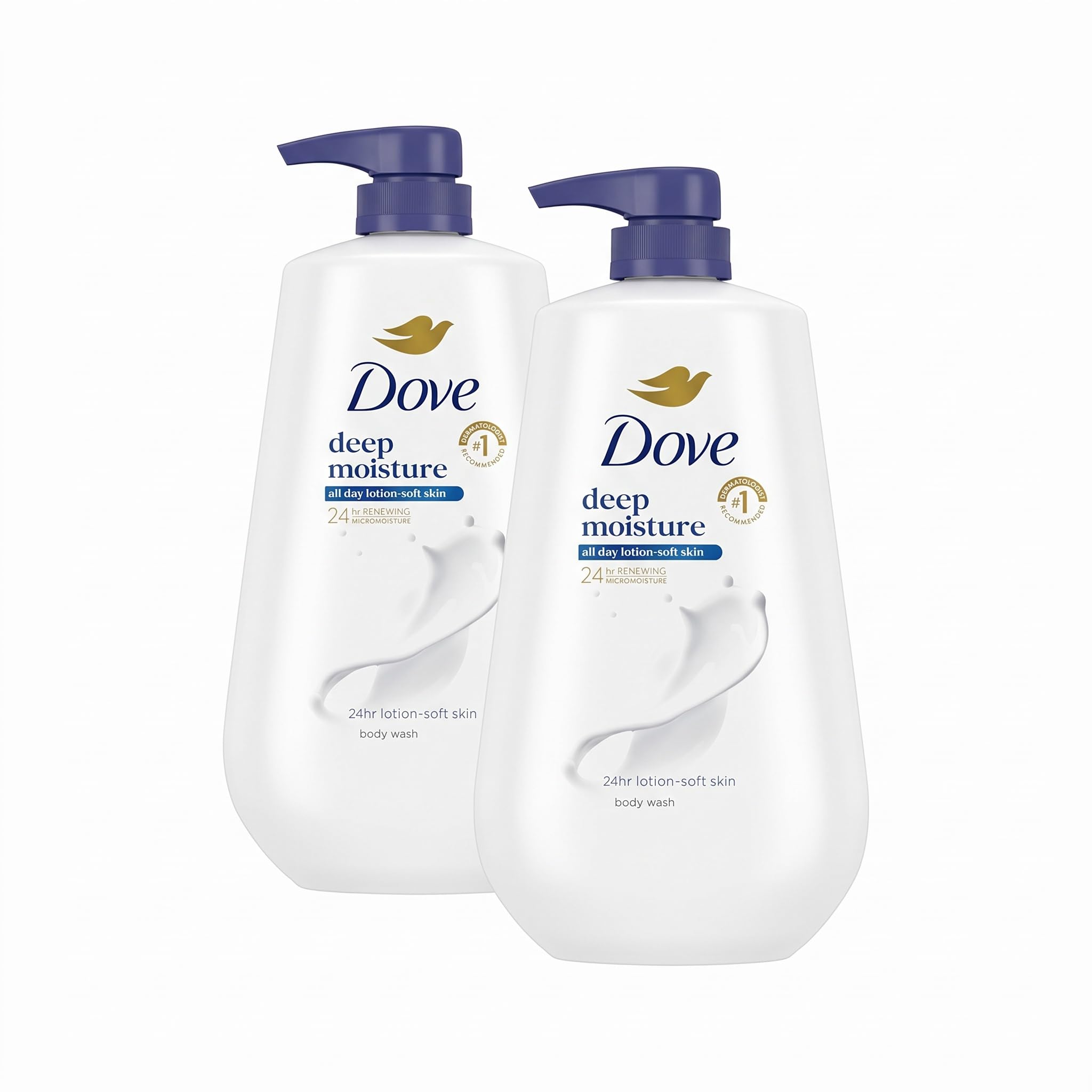 Dove Body Wash with Pump Deep Moisture for 24hr Lotion-Soft Skin Moisture Moisturizing Skin Cleanser with No Sulfates No Parabens,(Pack of 6)