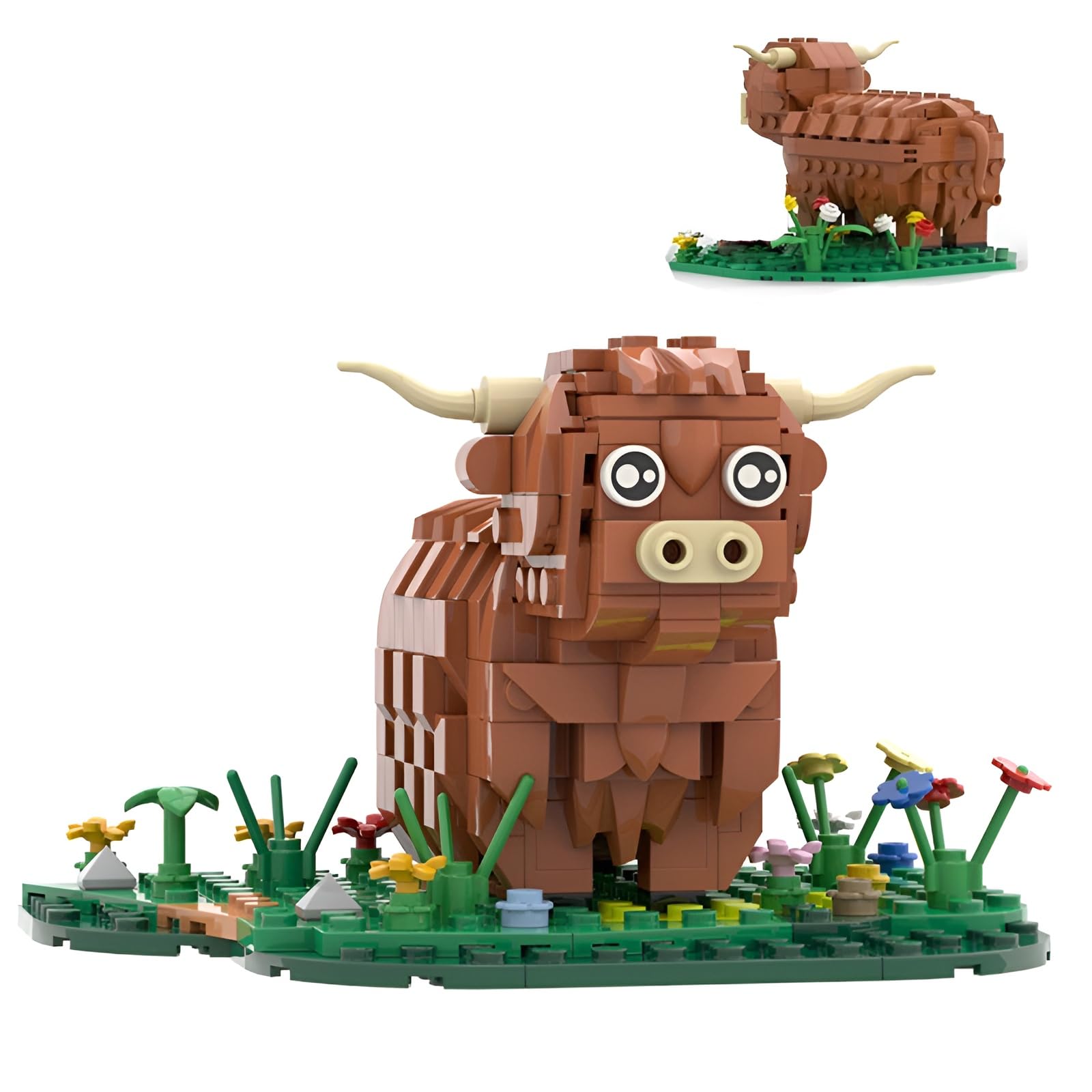 Highland Cow Building Blocks Set, MOC Farm Animal Toy Building Brick Kit, Creative Scottish Cattle Model for Adults & Teens, Ideas Decor Gifts for Boys & Girls Age 14+ — image 1