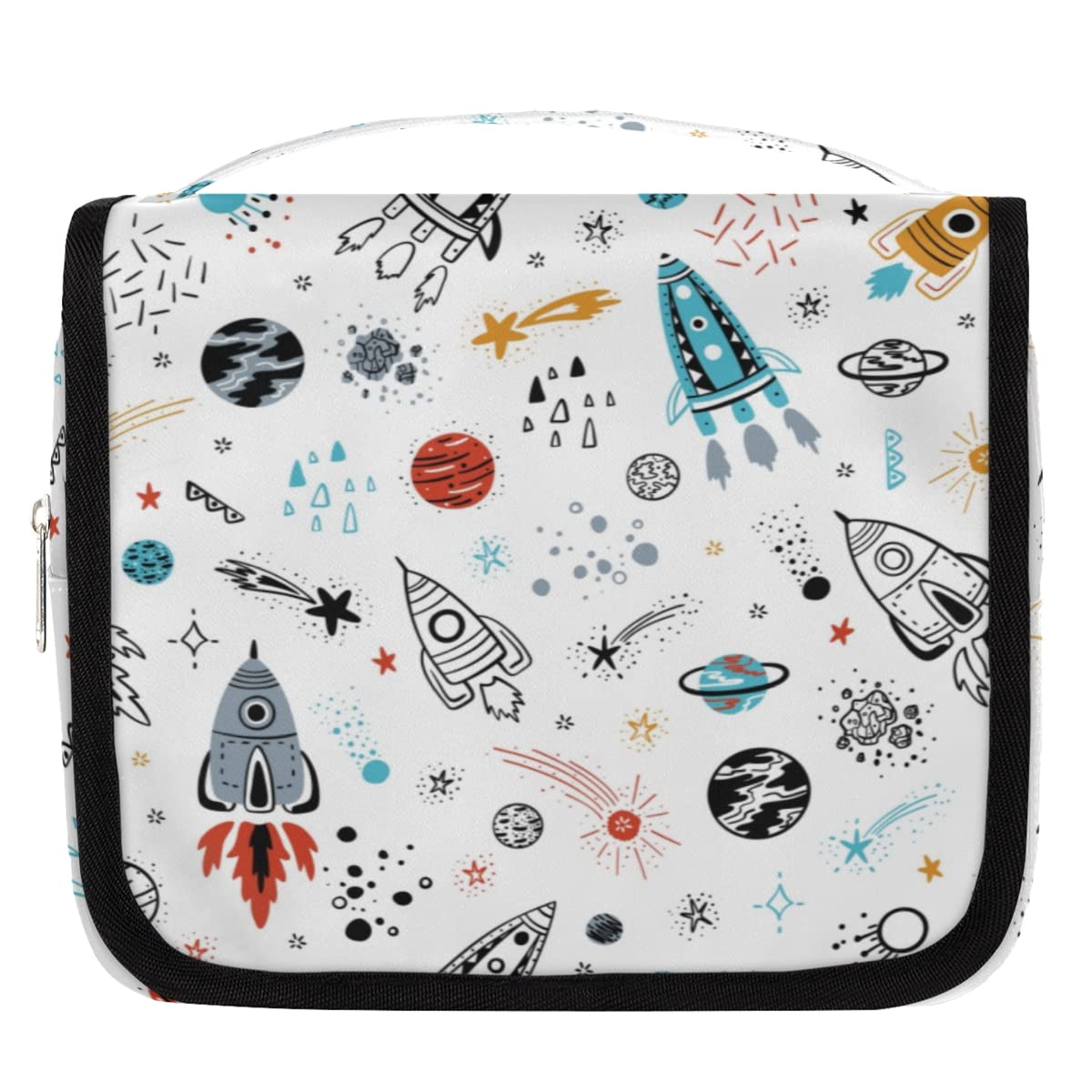 Układ Słoneczny Planeta Podróżna Kosmetyczka Kreskówka Planeta Mycie Torba Unisex Wiszące przybory toaletowe Kosmetyczka Organizer do makijażu, wielobarwny, Jeden rozmiar