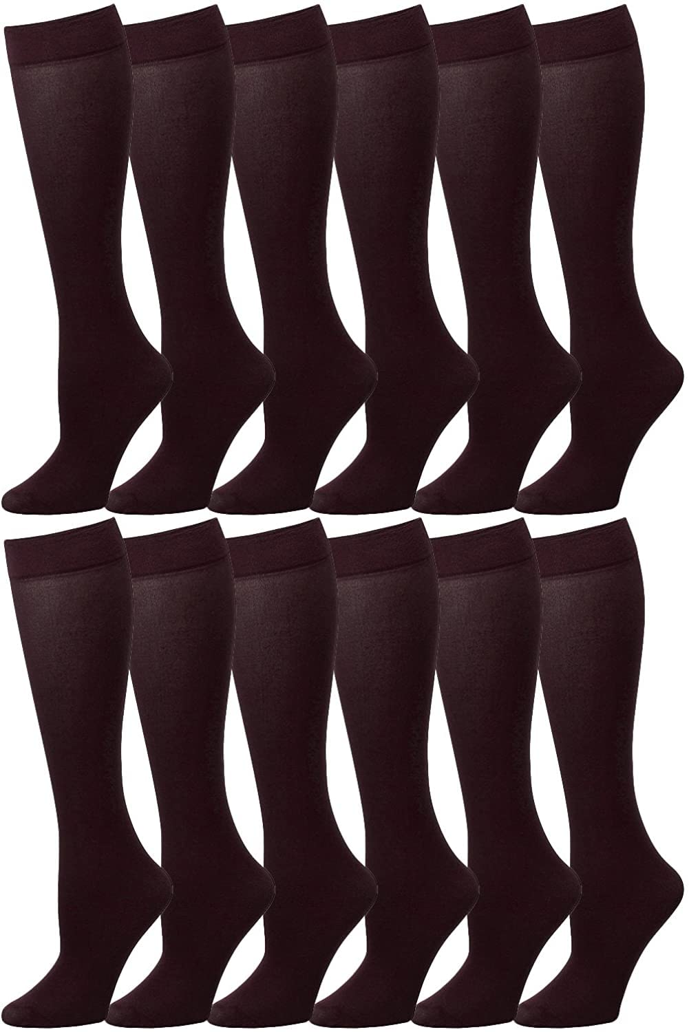 Falari 12-Pack Knee High Women Trouser Socks Comfort Band Stretchy Spandex Opaque