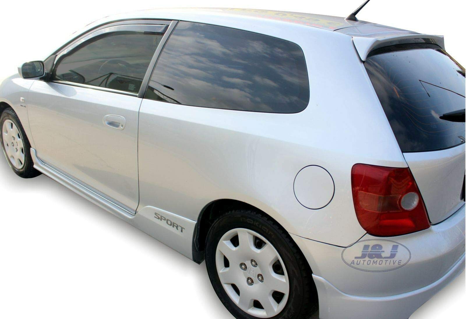 J&J AUTOMOTIVE Windabweiser passend für Honda Civic 3-Türer Schrägheck 2001-2005 2tlg, Heko Regenabweiser Vorne Getönt Dunkel Passform