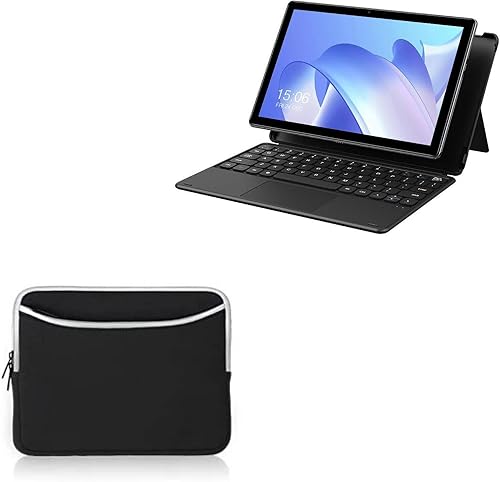 BoxWave Case Compatible with Chuwi Hi10 Go - SoftSuit with Pocket, Soft Pouch Neoprene Cover Sleeve Zipper Pocket - Jet Black with Light Grey Trim