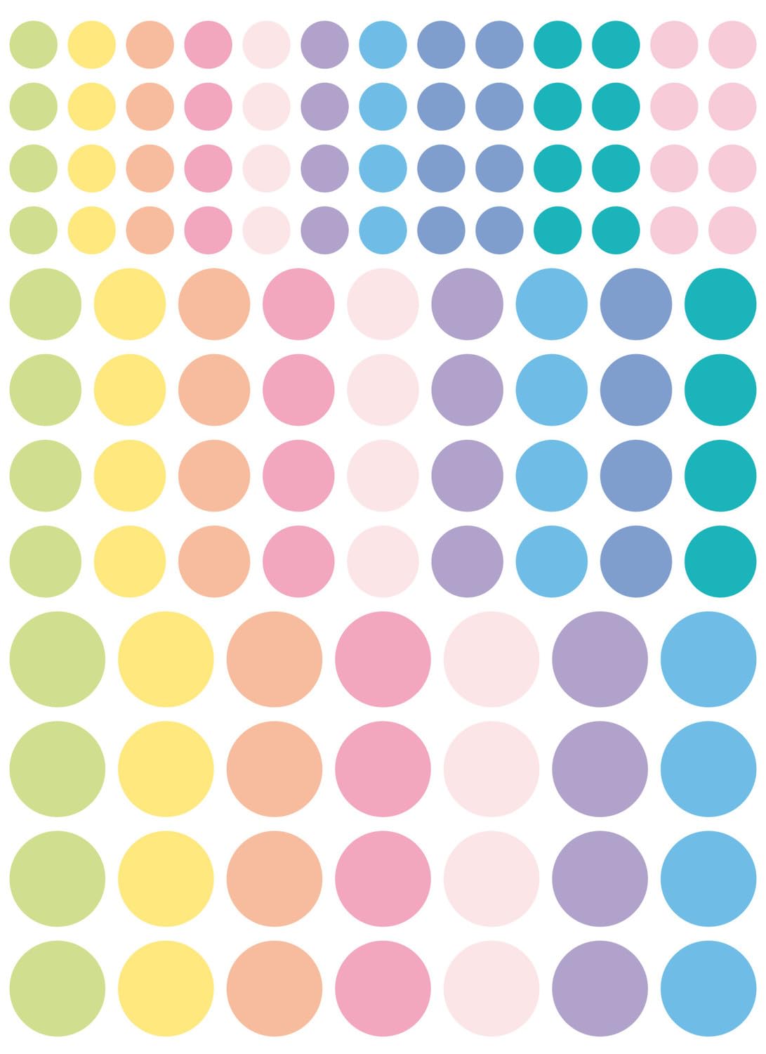 CTOP - Loisir créatif - Gommettes Rondes Couleurs Pastels diam. Assortis - 348 pièces
