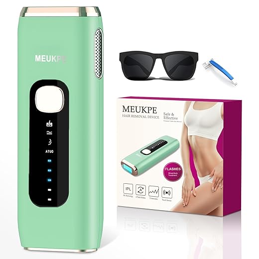 MEUKPE Dispositivo de Depilação a Laser IPL para Mulheres e Homens em Casa, 999.900 Flashes Permanentes para Tratamento Facial, Pernas, Braços, Linha de Biquíni, Corpo Inteiro