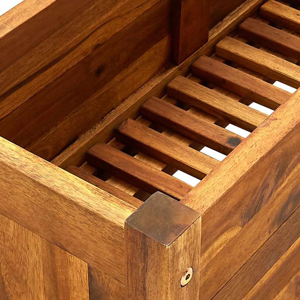Podwyższona donica ogrodowa z drewna akacjowego olejowana 76x27,6x25 cm duża skrzynia na kwiaty warzywa zioła na balkon taras patio łatwy montaż