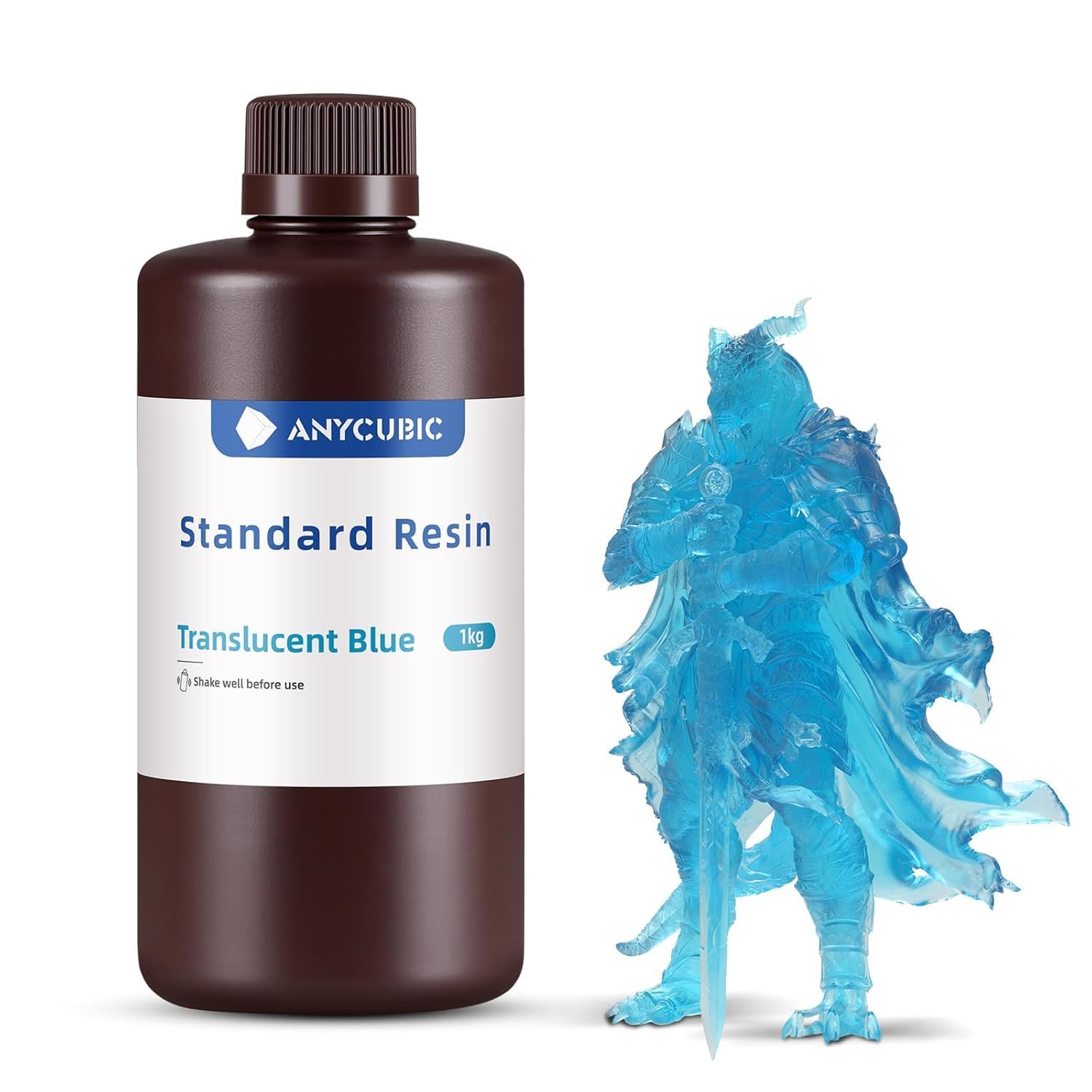 Anycubic 3D Printer Resin, 405nm SLA UV-Curing Resin with High Precision and Quick Curing & Excellent Fluidity for LCD 3D Printing (Transcluent Blue, 1kg)-picture-11