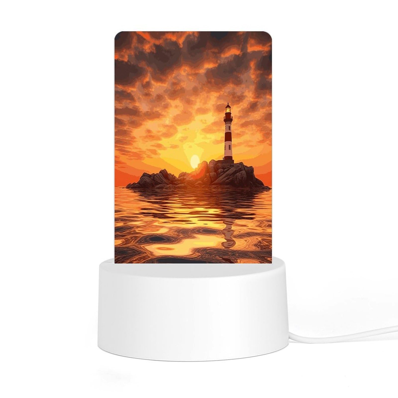 Adfgyerh Style Sea Lighthouse In Sunset Night Light Acrylic Material Easy Installation, Home Decor Usb Interface Power Supply, Lamp For Restaurant Bar Cafe Room Decor