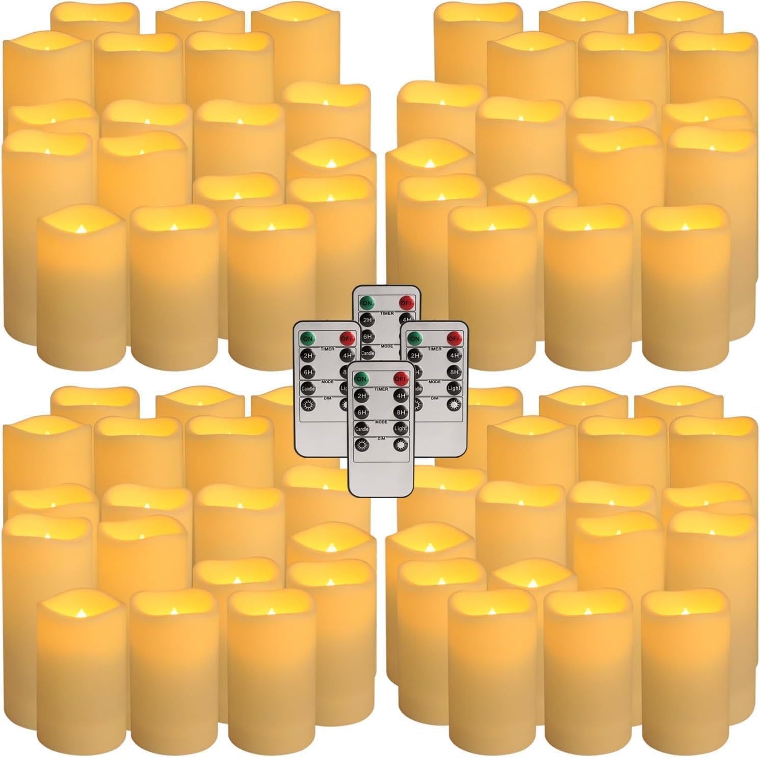 72 Pack Flameless LED Candles with Remote & Timer - Waterproof Battery Operated Candles, Realistic Flickering for Wedding, Christmas, Halloween, Home Decor & Special Occasions 72pcs-Ivory