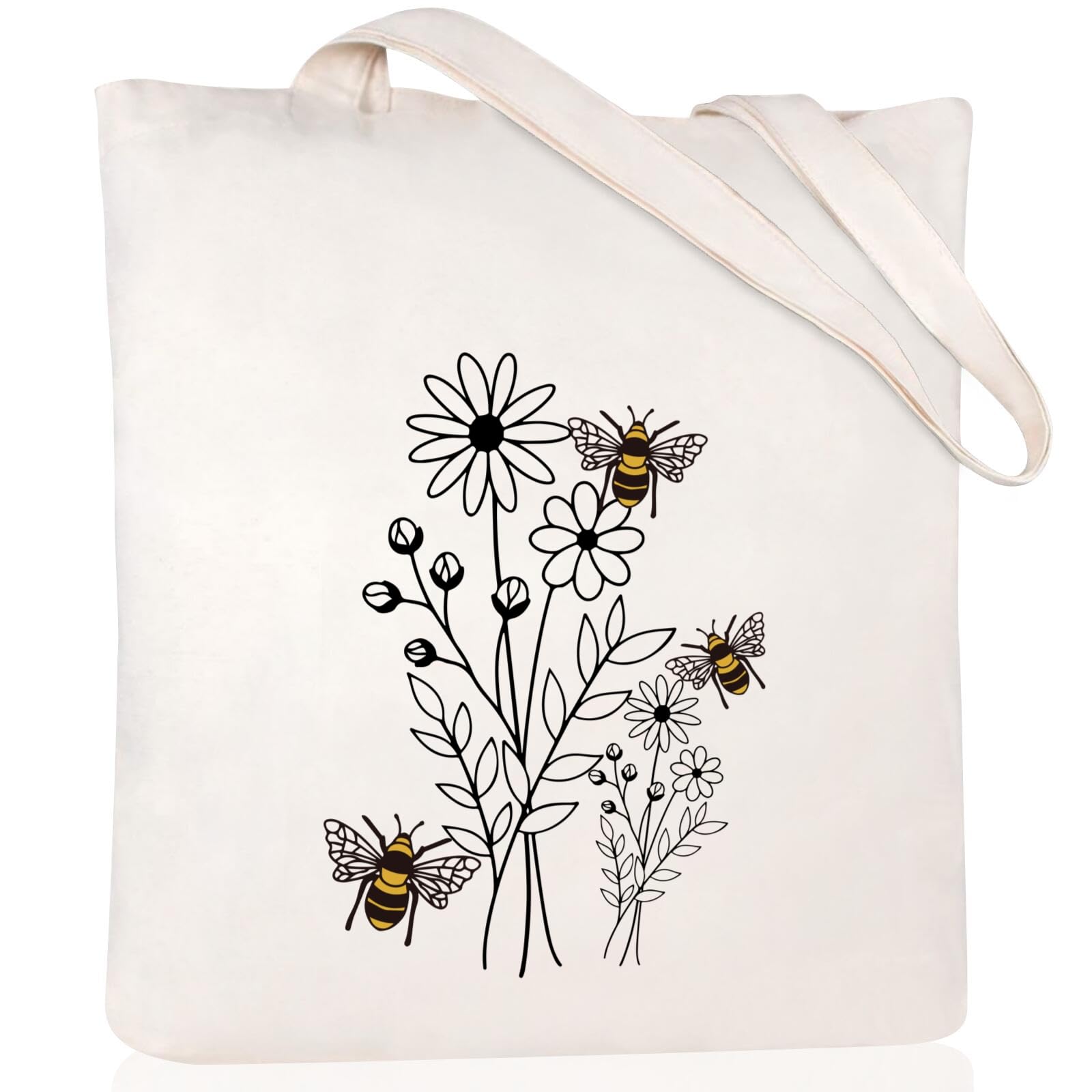 Andeiltech Canvas Tote Bag for Women Aesthetic Cute Cat Shopping Grocery Reusable Bags with Inner Zipper Women Gift