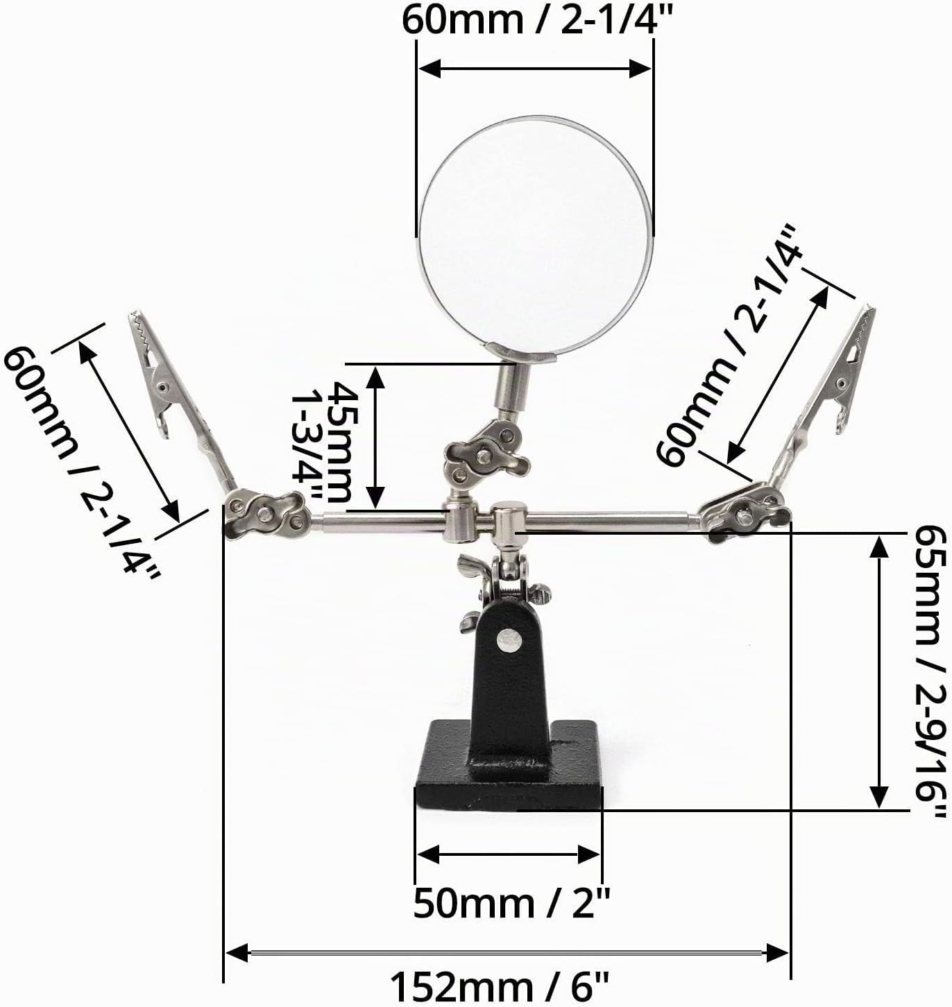 Loupe réglable 5X avec Pinces, Outil troisième Main pour Le soudage, Les Loisirs créatifs et l'inspection de Micro-Objets