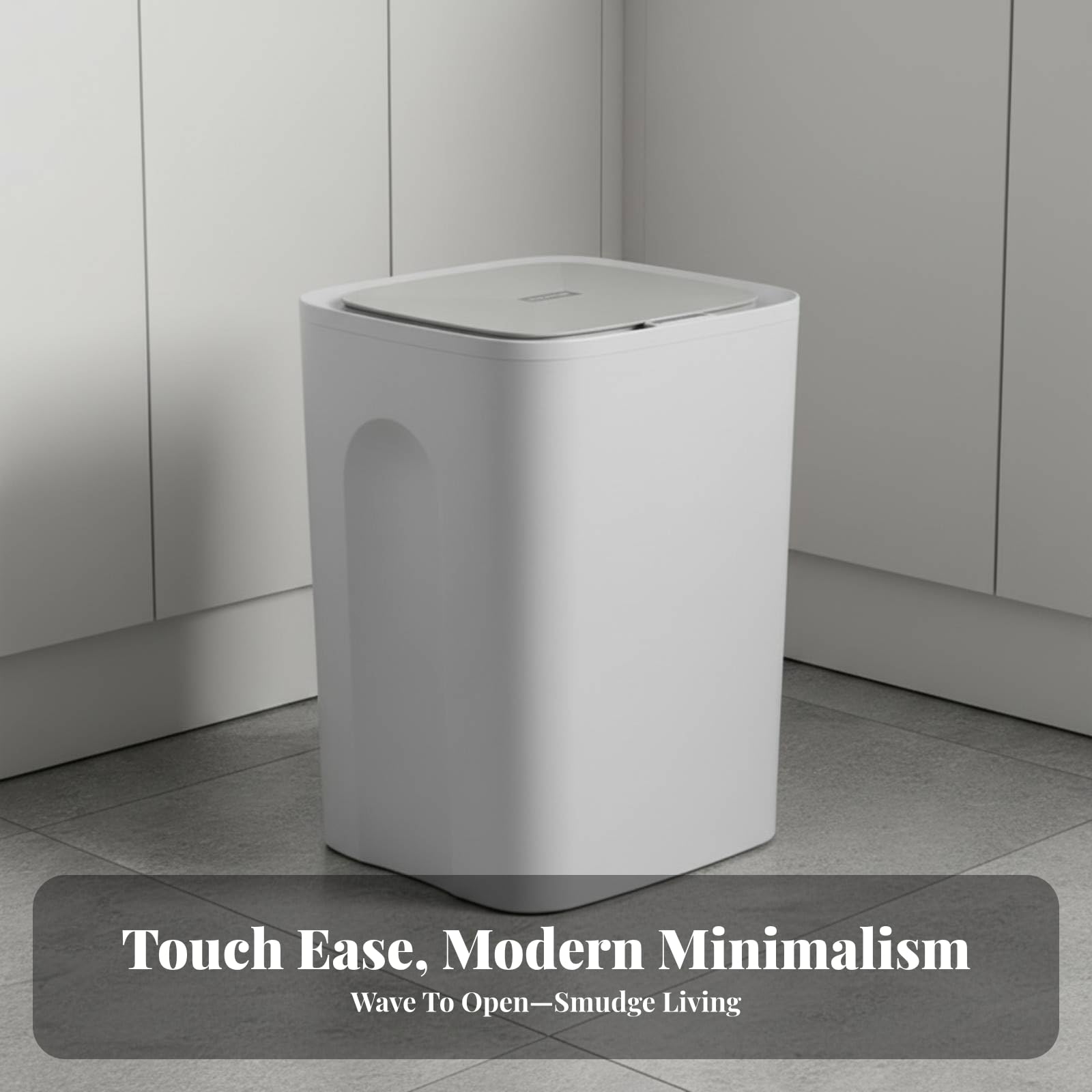 Papelera con Tapa Compacto Contenedor, 12L-Gris Niebla, Size to 1