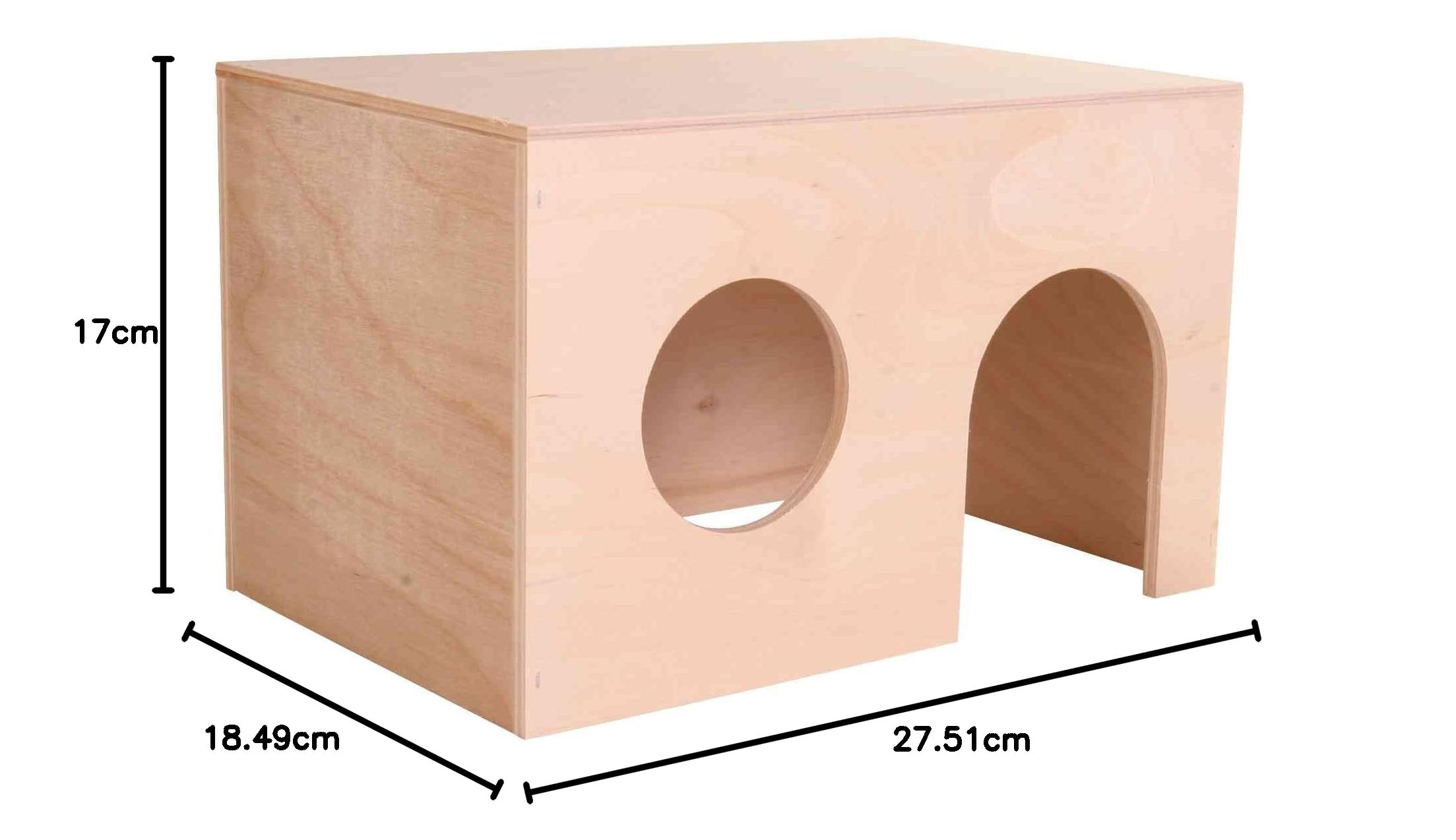 Trixie 60862 Drewniany domek dla świnek morskich, 27 × 17 × 19 cm