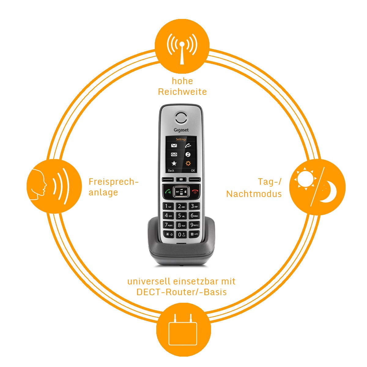 Gigaset Family - 3 DECT-Telefone schnurlos für Router - Fritzbox, Speedport kompatibel - großes Farbdisplay - Trio-Set, anthrazit-grau