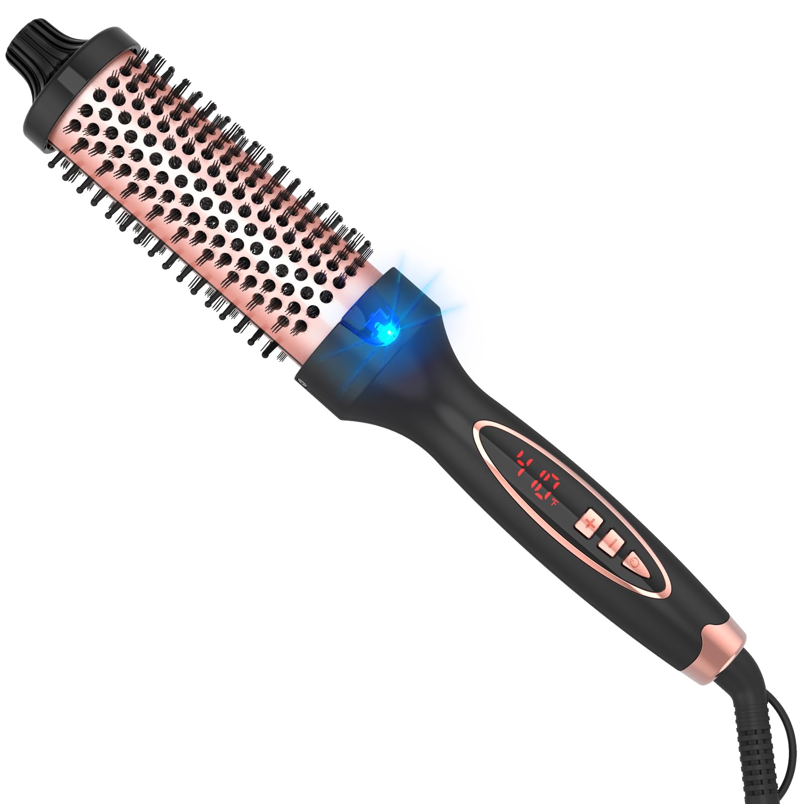 PHOEBE New Upgrade 1.5 Inch Thermal Brush Create Loose & Volume Curls Digital Display 9 Heat Settings Tourmaline Ionic Hair Curler 1 1/2 Inch Curling Iron Brush Dual Voltage for Traveling
