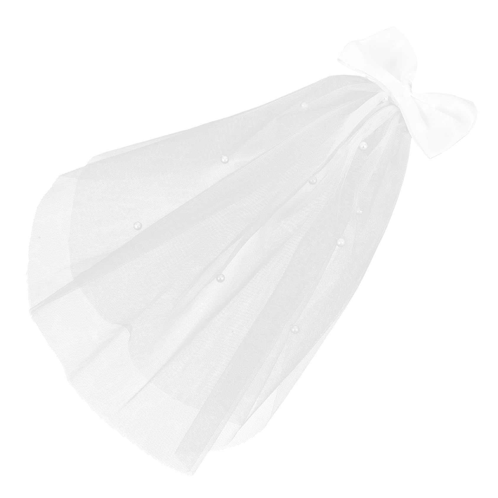 Totority Pet Bow Veil Wedding Hair Decoration for Dogs and Cats Elegant Pet Wedding Veil with Bow and Pearl Detail Dog Wedding Costume and Outfit Accessory