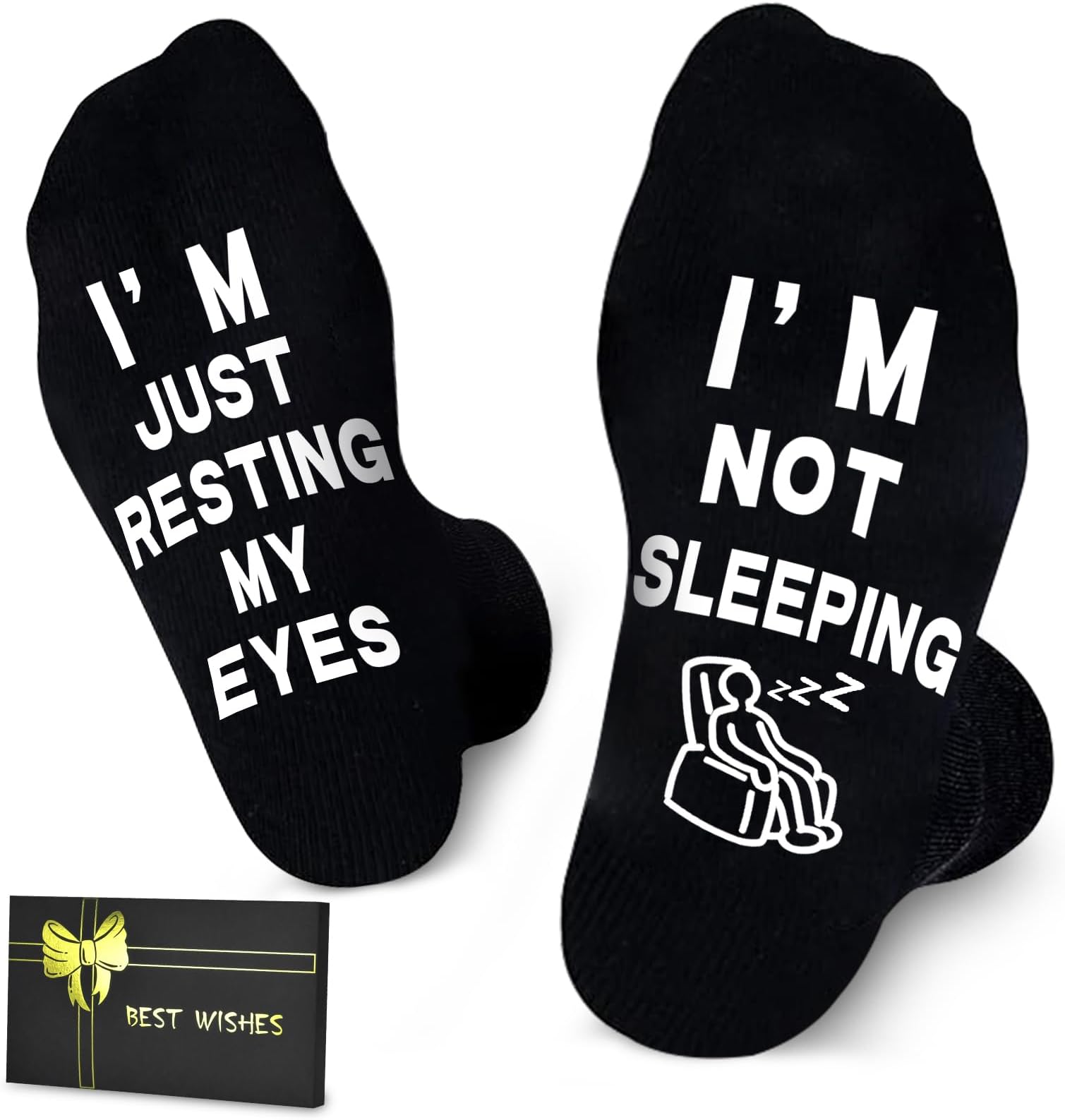 Dealswin Birthday Gifts for Dad, Fathers Day Gift for Men, I'm Not Sleeping I'm Just Resting My Eyes Funny Socks