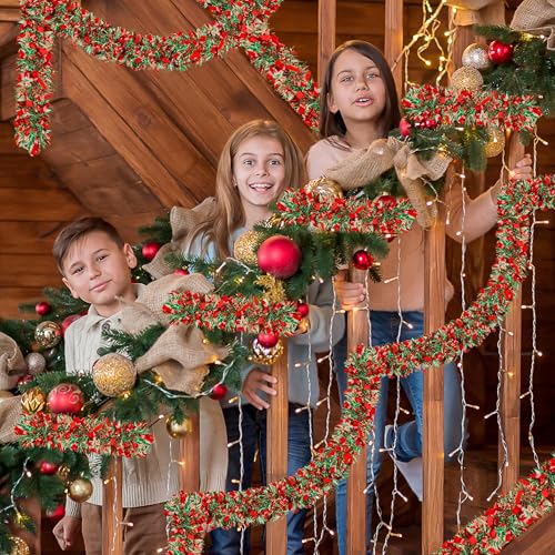 Image of 50 Ft Christmas Tinsel Garland Thick Tinsel Garland Xmas Tree Decorations Metallic Tinsel Twist Garland for Christmas, Birthday, Party Decor Indoor Outdoor Party Supplies