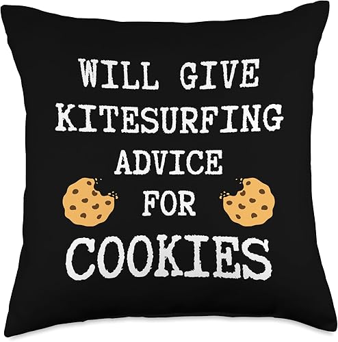 Kitesurfing Gifts Kitesurfer Equipment Kitesurf Advice for Cookies - Almohada divertida para kitesurf, 18 x 18 pulgadas, multicolor
