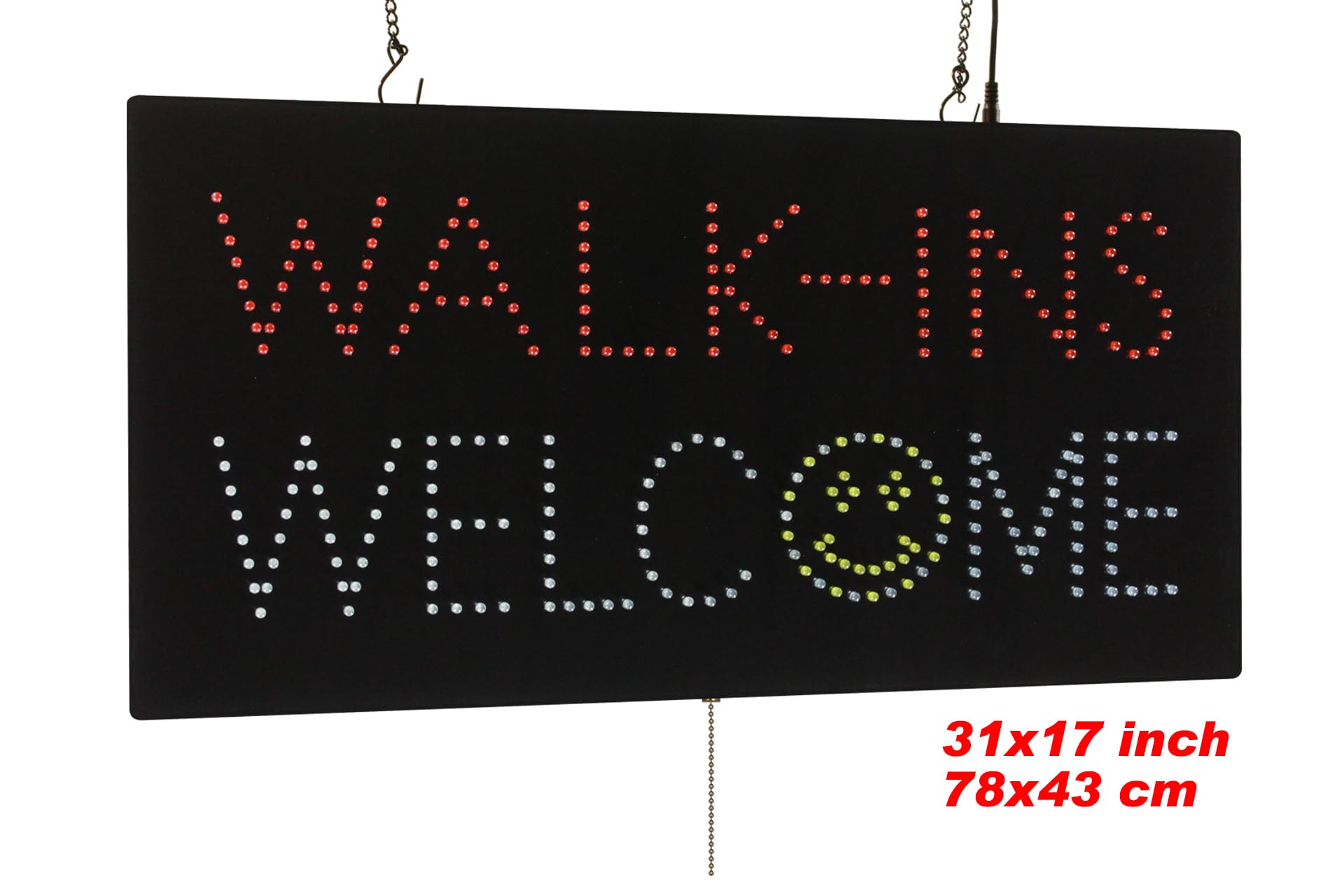 Letrero de bienvenida Walk-ins, tamaño jumbo, 78 x 43 cm, TOPKING, LED, neón, florescente, señalización, cartelera, pantalla, gran apertura, regalo