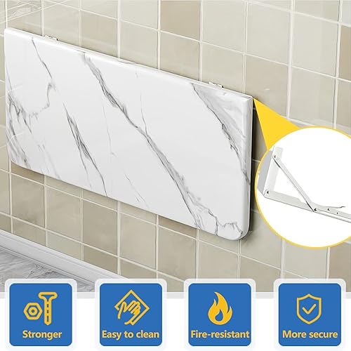 Miniatura 3 de Mesa de pared con hojas abatibles, escritorio de pared plegable, escritorio flotante plegable que ahorra espacio para estudio, dormitorio, bar en