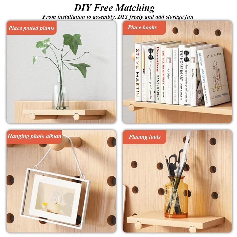 Organizador de madera para pared con ganchos, juego de herramientas de bricolaje, estante de almacenamiento modular para colgar en la pared