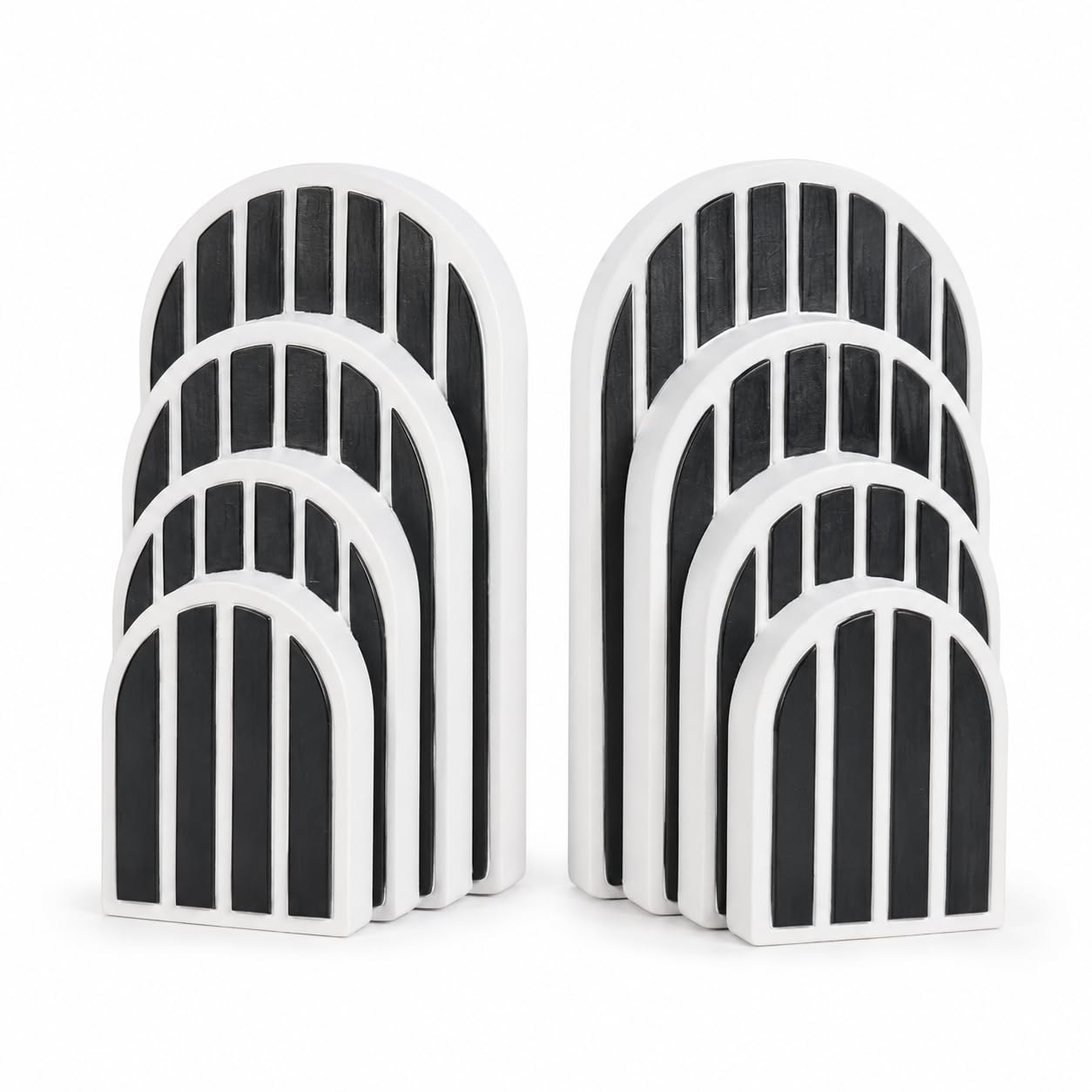 Fermalibri decorativi pesanti per mensole, fermalibri ad arco bianco e nero per libri, set moderno per scrivania da ufficio, libreria, decorazione per casa, biblioteca, soggiorno, (nero)