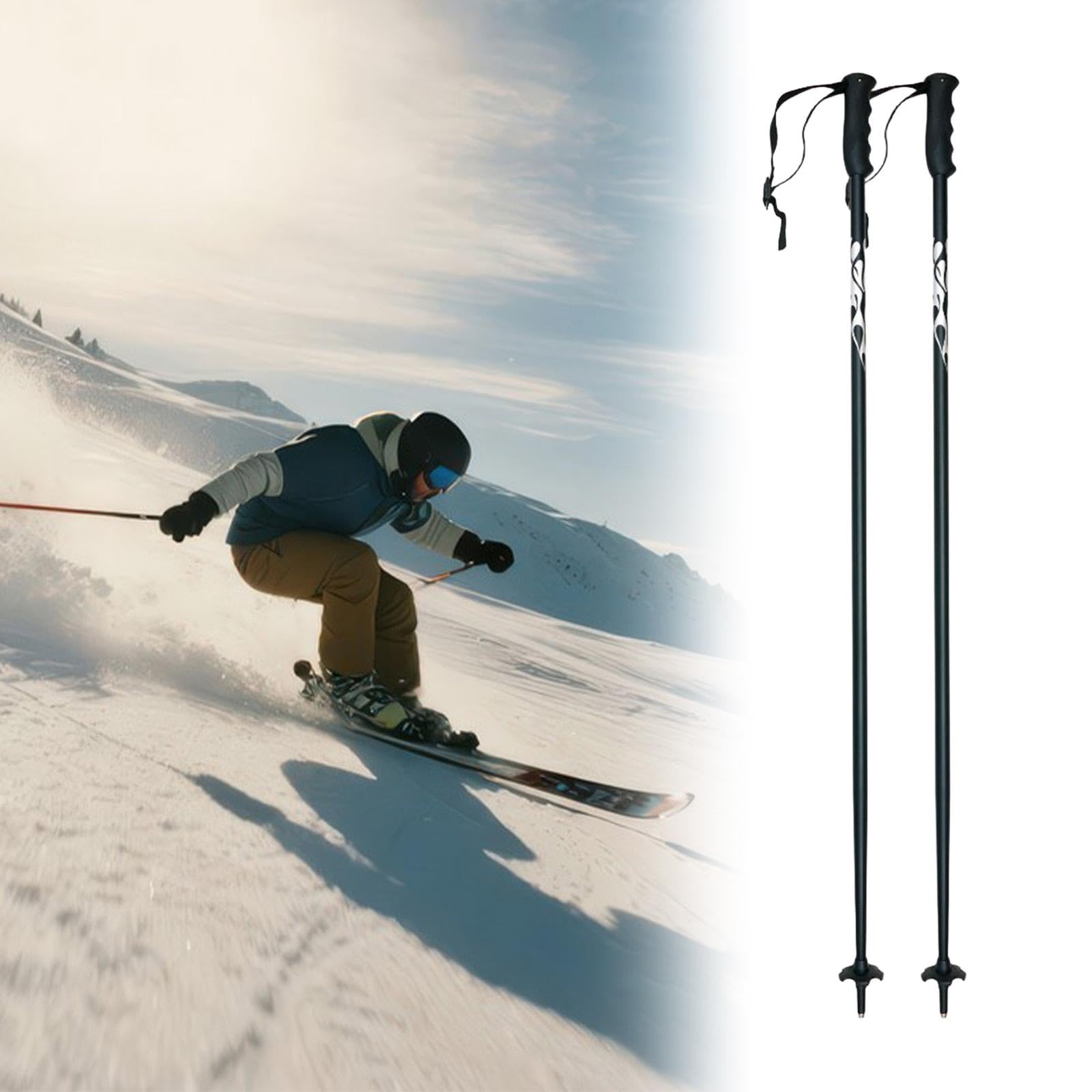 Lot de 2 bâtons de Ski Alpin résistants à l'usure de 100 cm (39,37 Pouces) avec dragonne, équipement de Ski pour Piste de Snowboard