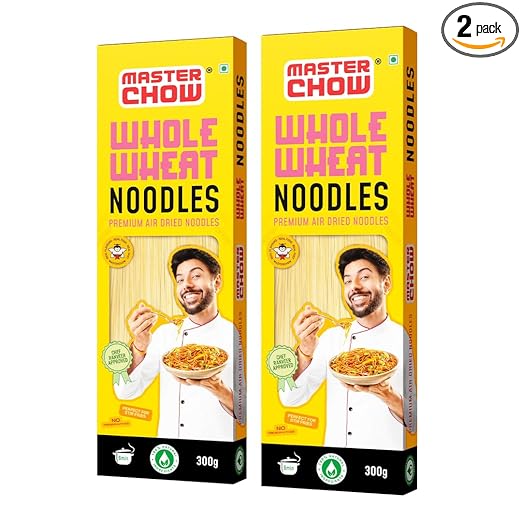 MasterChow Healthy Whole Wheat Noodles- Pack of 2 | 100% Atta | No Maida, Not Fried | Serves 10 Meals - 600gms