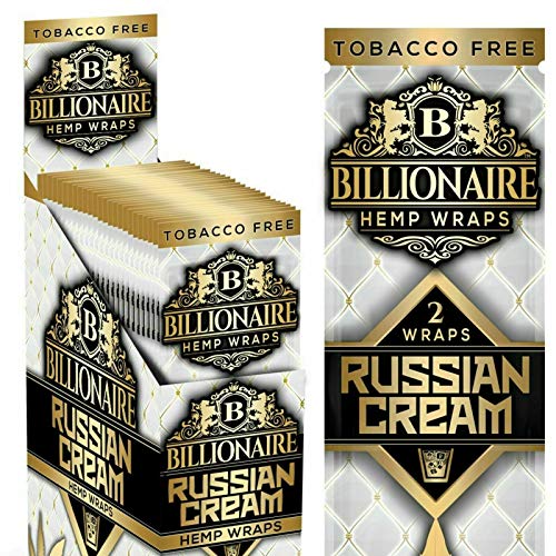 Billionaire Hemp Wraps! Organic Wraps, Tobacco Free! - (Russian Cream, 25 Packs)