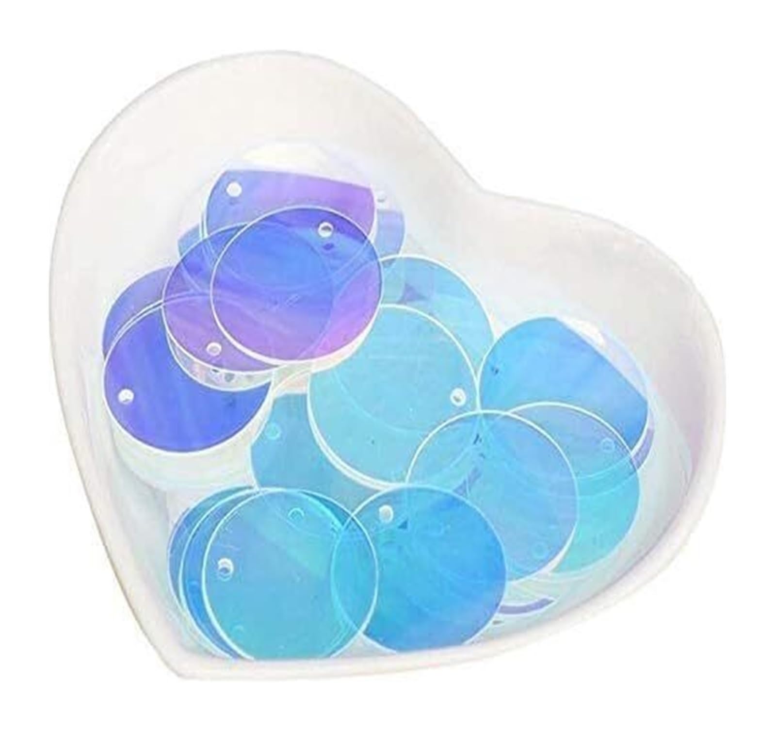 Lentejuelas para coser, Lentejuelas redondas planas sueltas de PVC, transparentes, azules, 10 a 30 mm(20mm)