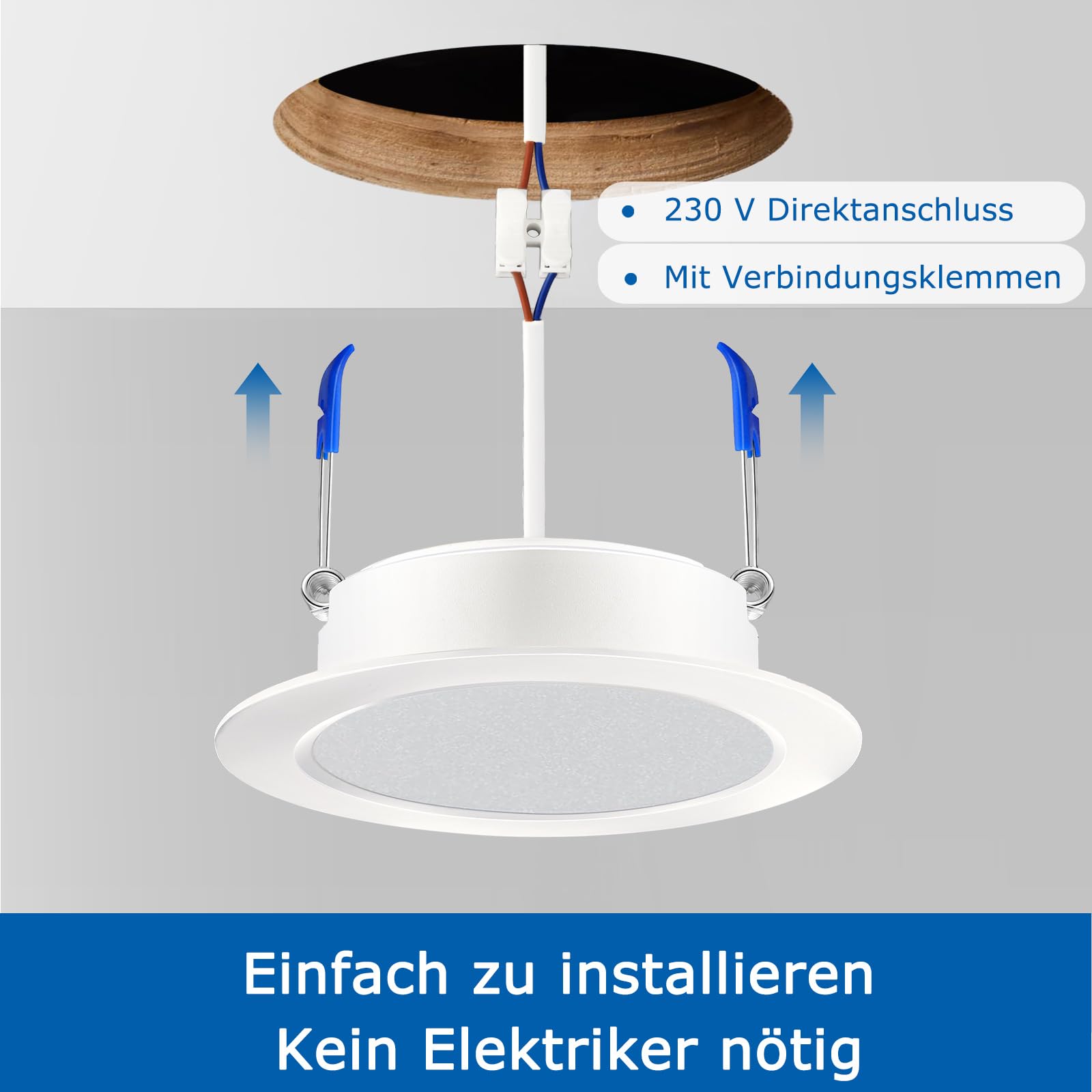ZIZZLER 40er Set LED Einbaustrahler 230V Flach 68-80mm IP44 Neutralweiß 5W 4000K