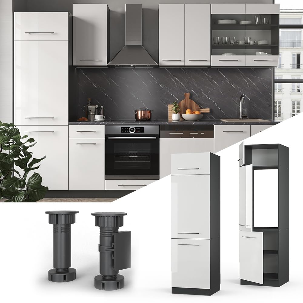 Vicco Armario para frigorífico Empotrado Fame-Line Blanco Alto Brillo 60 cm | para combinar con otros módulos de la serie Fame-Line
