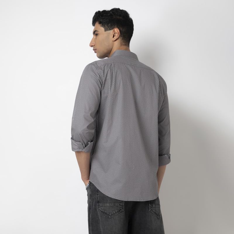 Image of MARK & ALBERT Men's Printed Full Sleeves Regular Fit Shirt Blue | 100% Cotton Stretchable Fabric