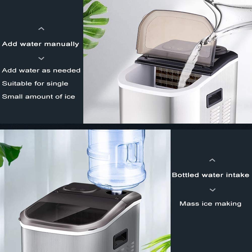 Appoggio Ice Maker Macchina, Compact Automatic Ice Maker, 24 Cubi Pronto in 10 Minuti, Ideale for la casa/Cucina/Ufficio/Bar