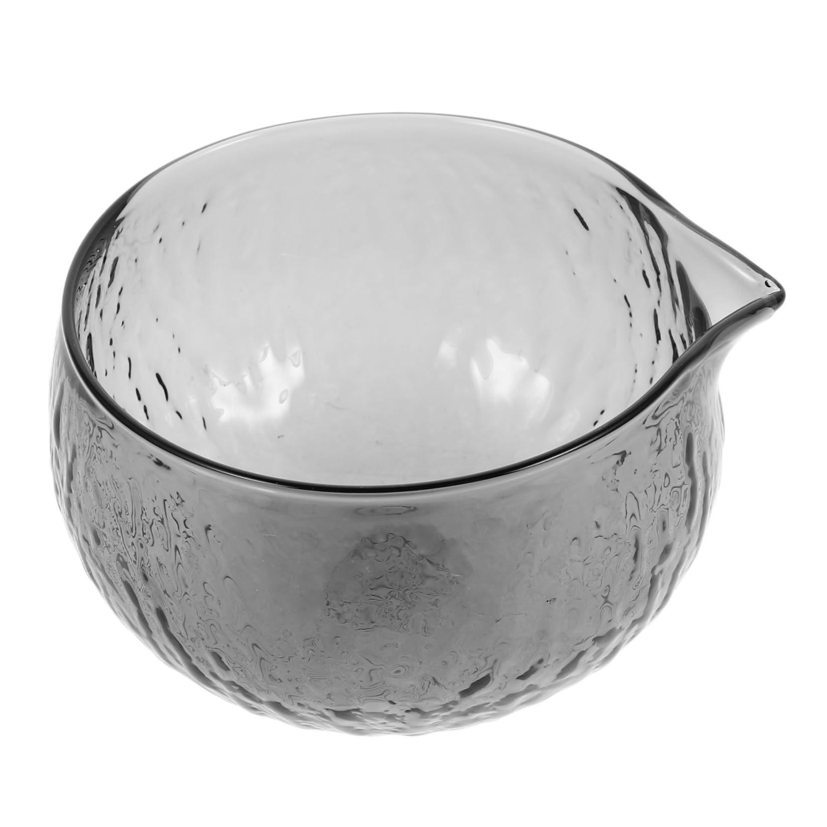 BIUDECO Glass Hammered Matcha Bowl with Spout Traditional Japanese Tea Cup for Matcha Preparation Clear Textured Design for Tea Lovers and Ceremony Enthusiasts