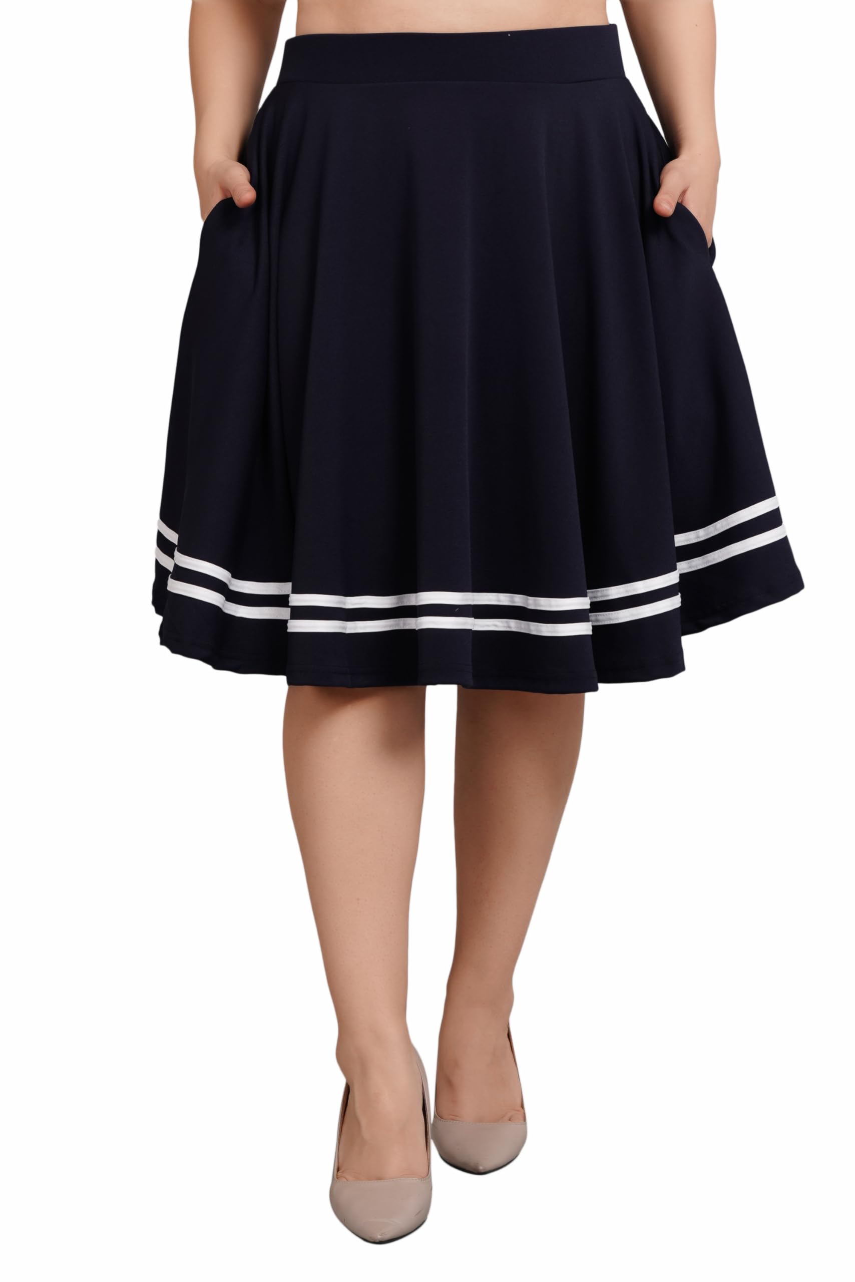 plussclub Women's Striped Midi Skirts-picture-25