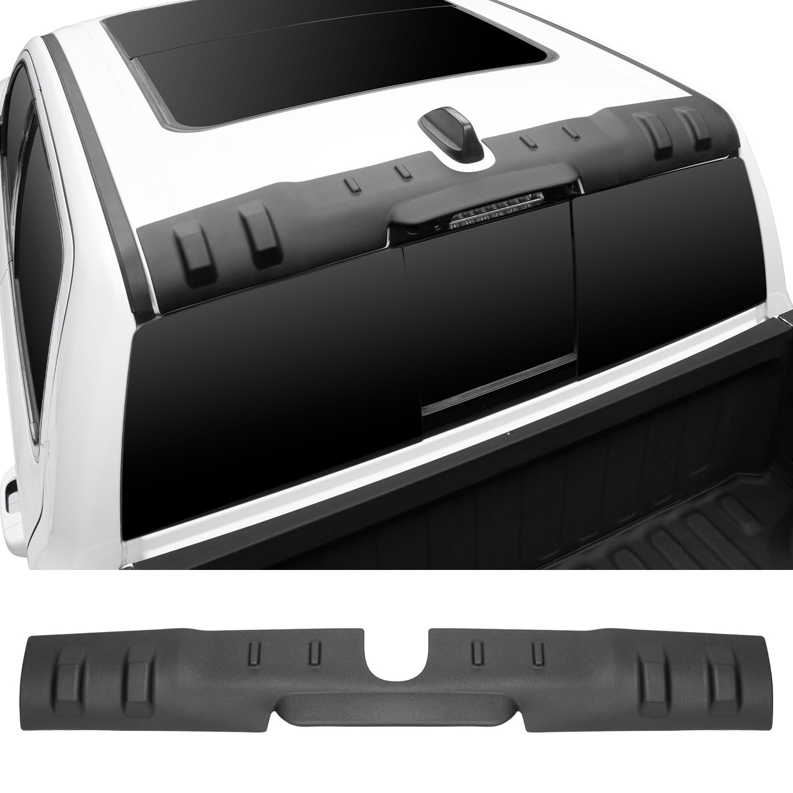 Photo 1 of ZAQMRU Rear Roof Protector Fit for Dodge RAM 1500 2019-2025 2026 Upgraded TPE Truck Cab Rear Spoiler Roof Spoiler Replacement for Dodge Ram 1500 Accessories