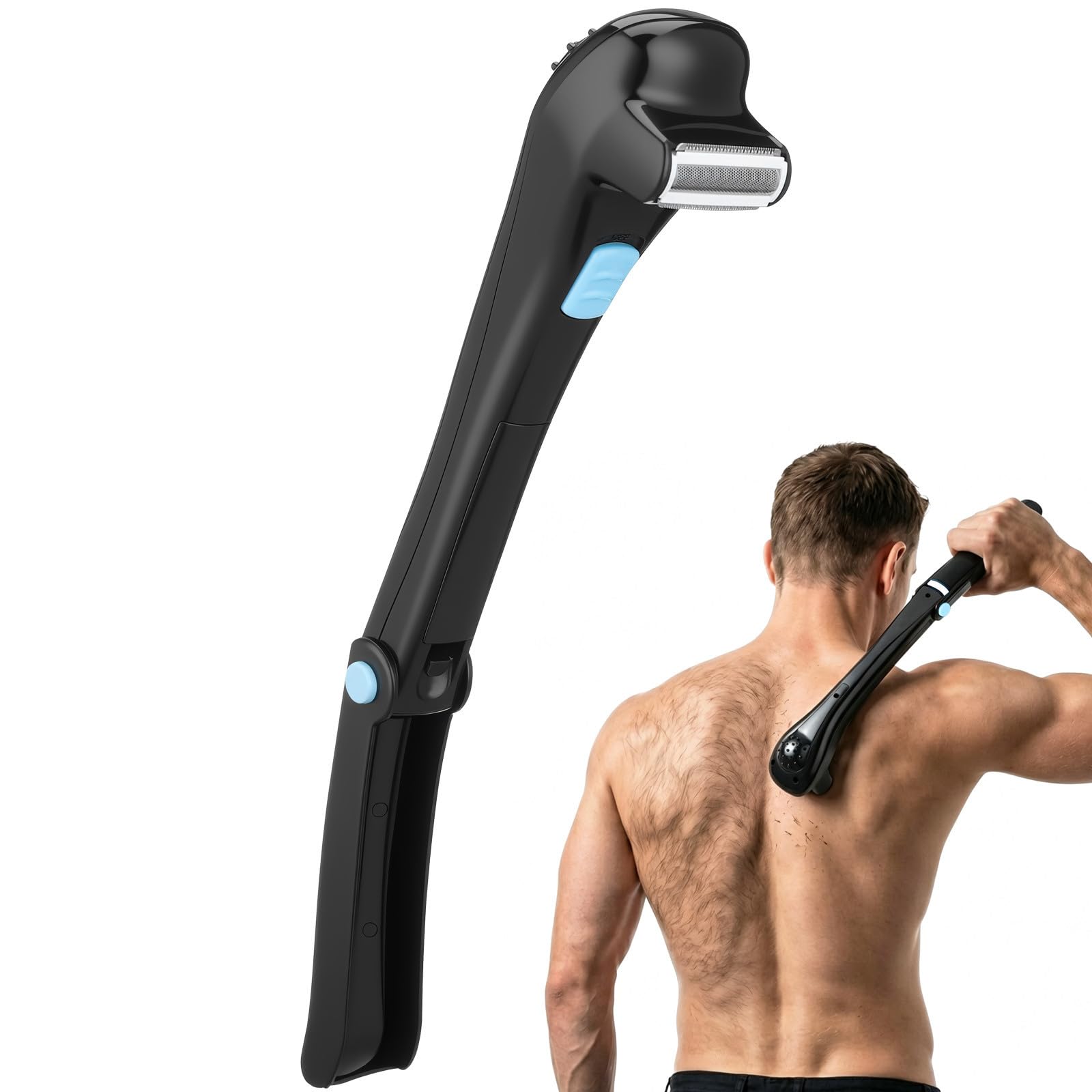 SOIMISS Afeitadora Eléctrica de Espalda Inalámbrica Negra para Depilación Corporal Masculina Diseño Abs y Función de Autoafeitado