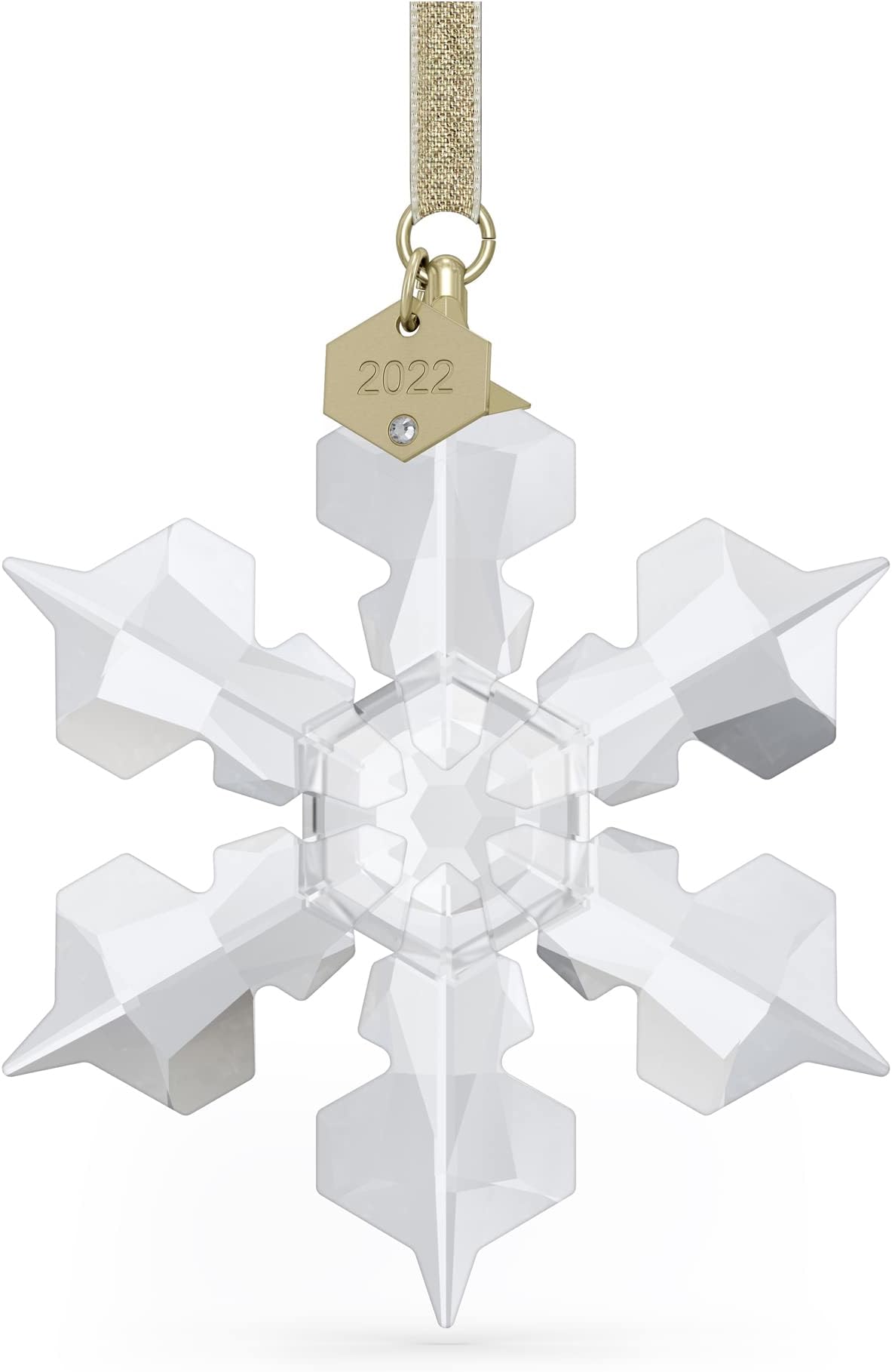 Swarovski Annual Edition 2022 Ornament, White Swarovski Crystals with Champagne Gold Tone Finish Metal, Part of the Swarovski Annual Edition Collection