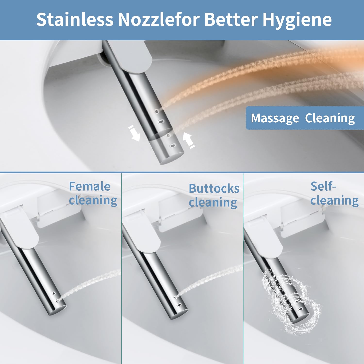 Bidet Toilet Seat, Electric Smart Heated Toilet Seat, Feminine & Front Rear Wash, Instant Warm Water & Dryer, Self-Clean Nozzle, Soft Closed Toilet Lid, Wireless Remote Night Light Elongated - View #9