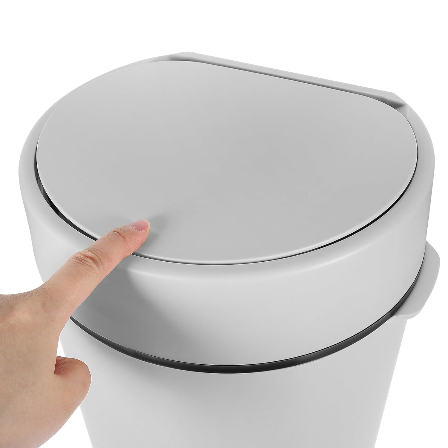 Bathroom Trash Can with Lid, 5.3 Gallon Plastic Garbage Bin for Kitchen, Bedroom, Toilet, Gray Covered Wastebasket for Home Storage and Organization