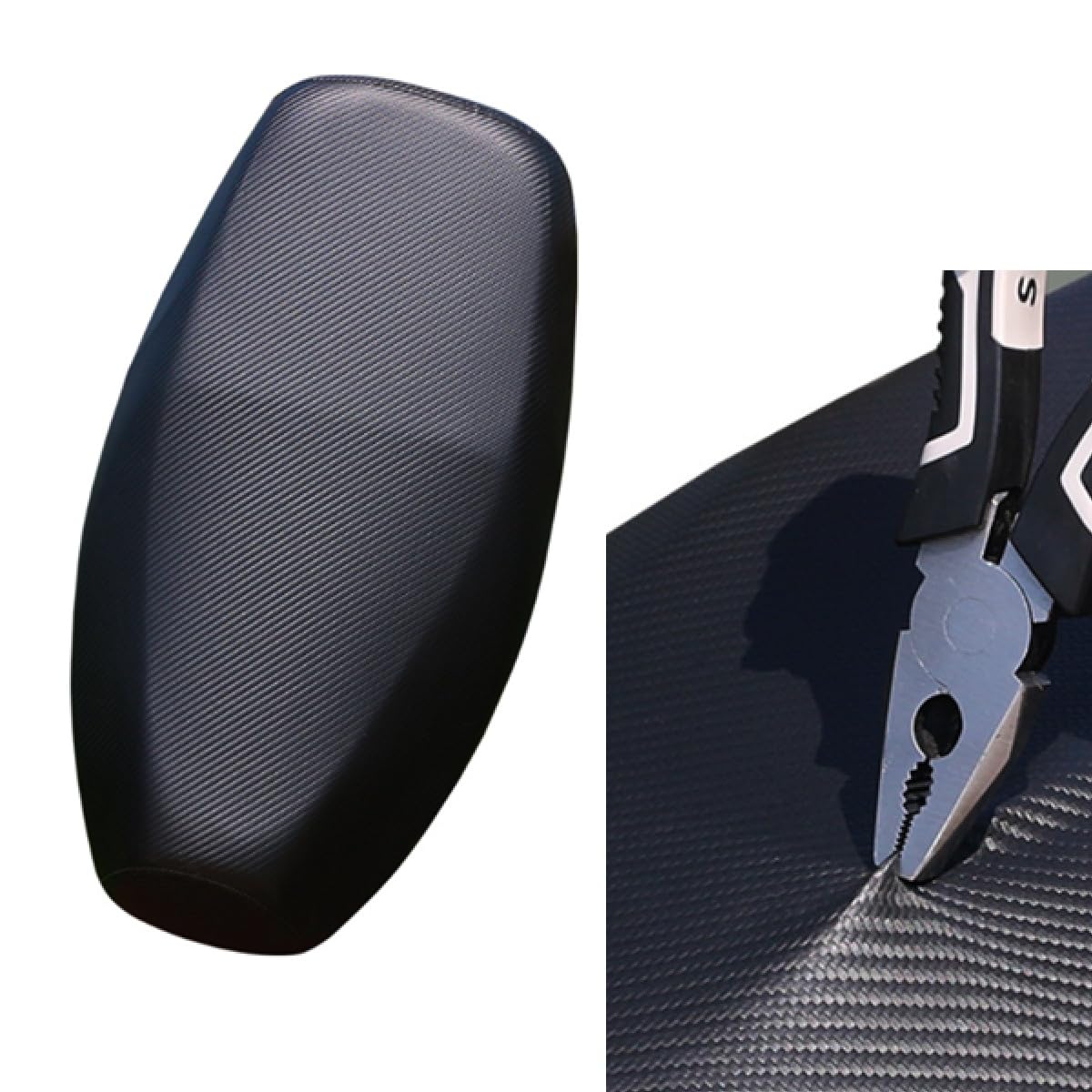 バイク シートカバー 防水 原付 50cc 125cc スクーター サドルカバー 厚手 雨 保護カバー シート補強 補修 丈夫 撥水 汎用 被せるだけ 破れ対策 防水シートカバー 簡単装着 3D 立体 伸縮 ゴム ブラック 黒 耐久性 (M)