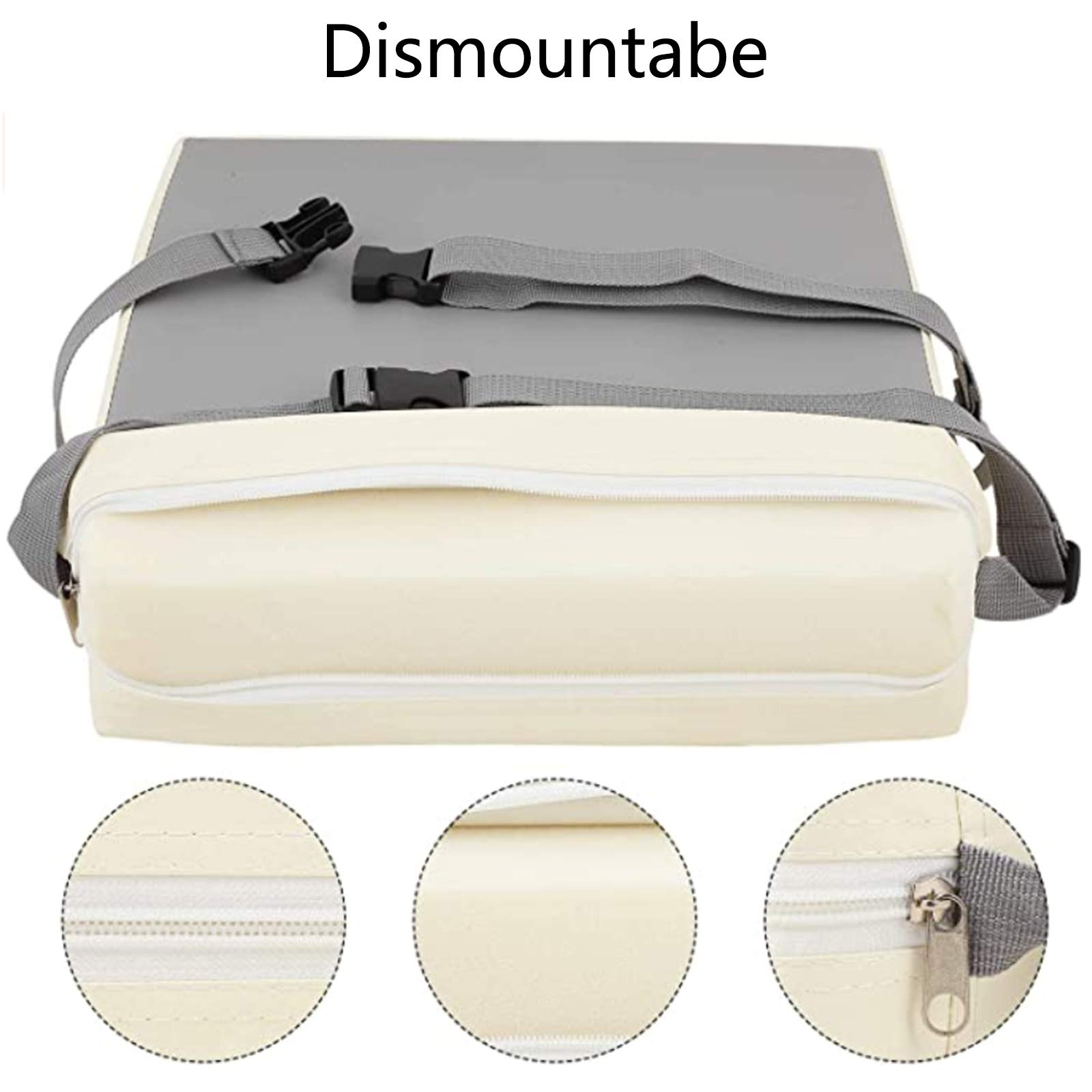 Portable Réhausseur Coussin de Siège Chaise Haute Lavable avec Boucle de Sécurité pour Repas Voyage de Bébé Bambin Enfant Tout-Petit (Beige)