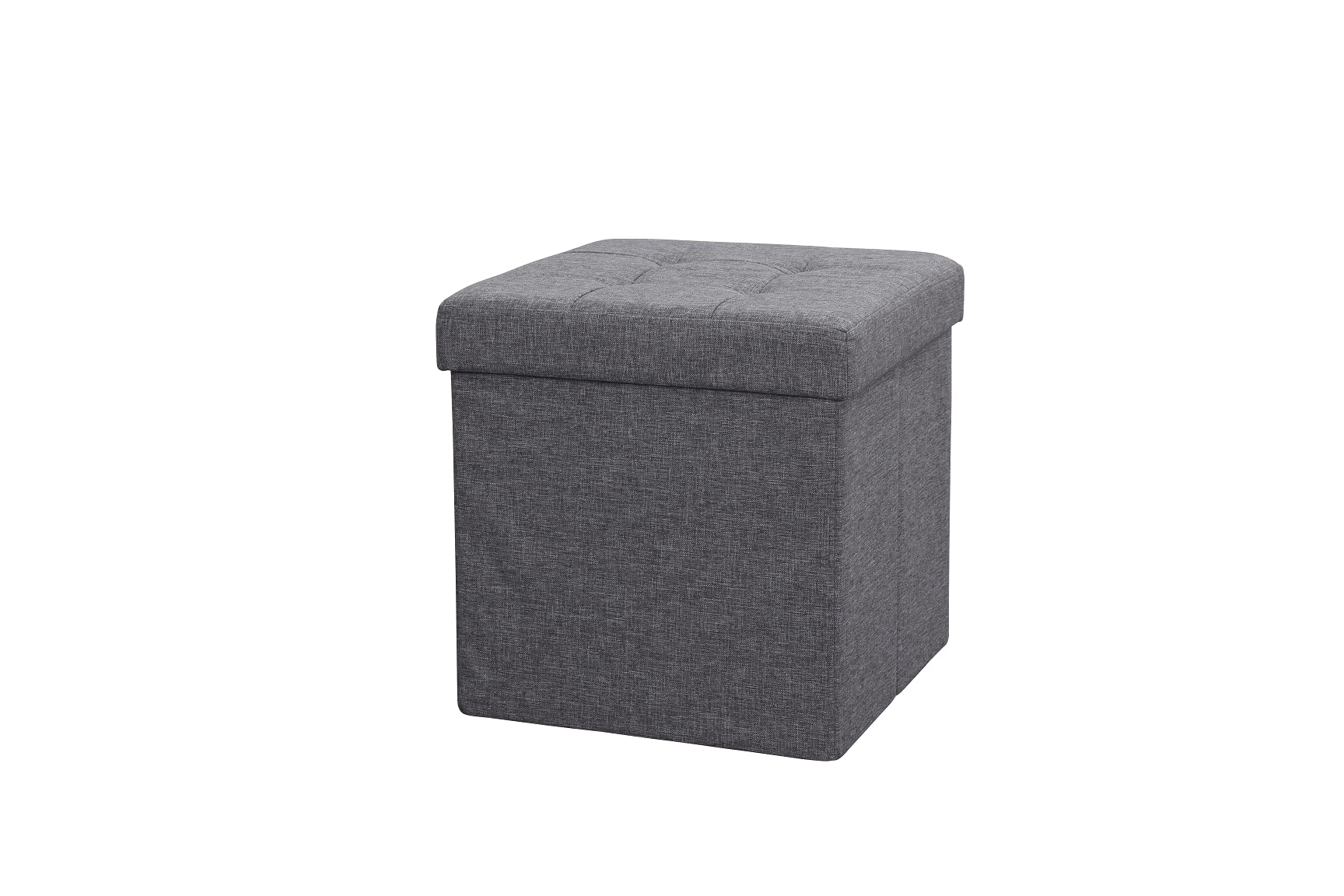 Large Ottoman Foldaway Storage Blanket Toy Box Bench Twill Linen with Buttons Grey 38x38cm