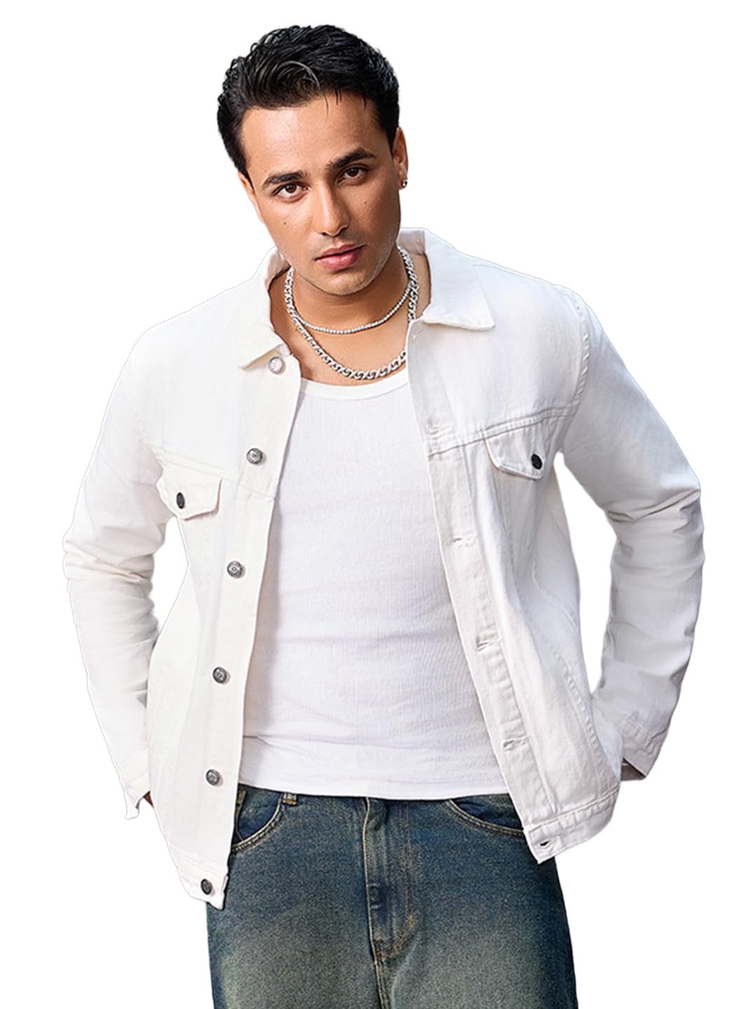 Urbano Fashion Men's Regular Fit Washed Full Sleeve Denim Jacket